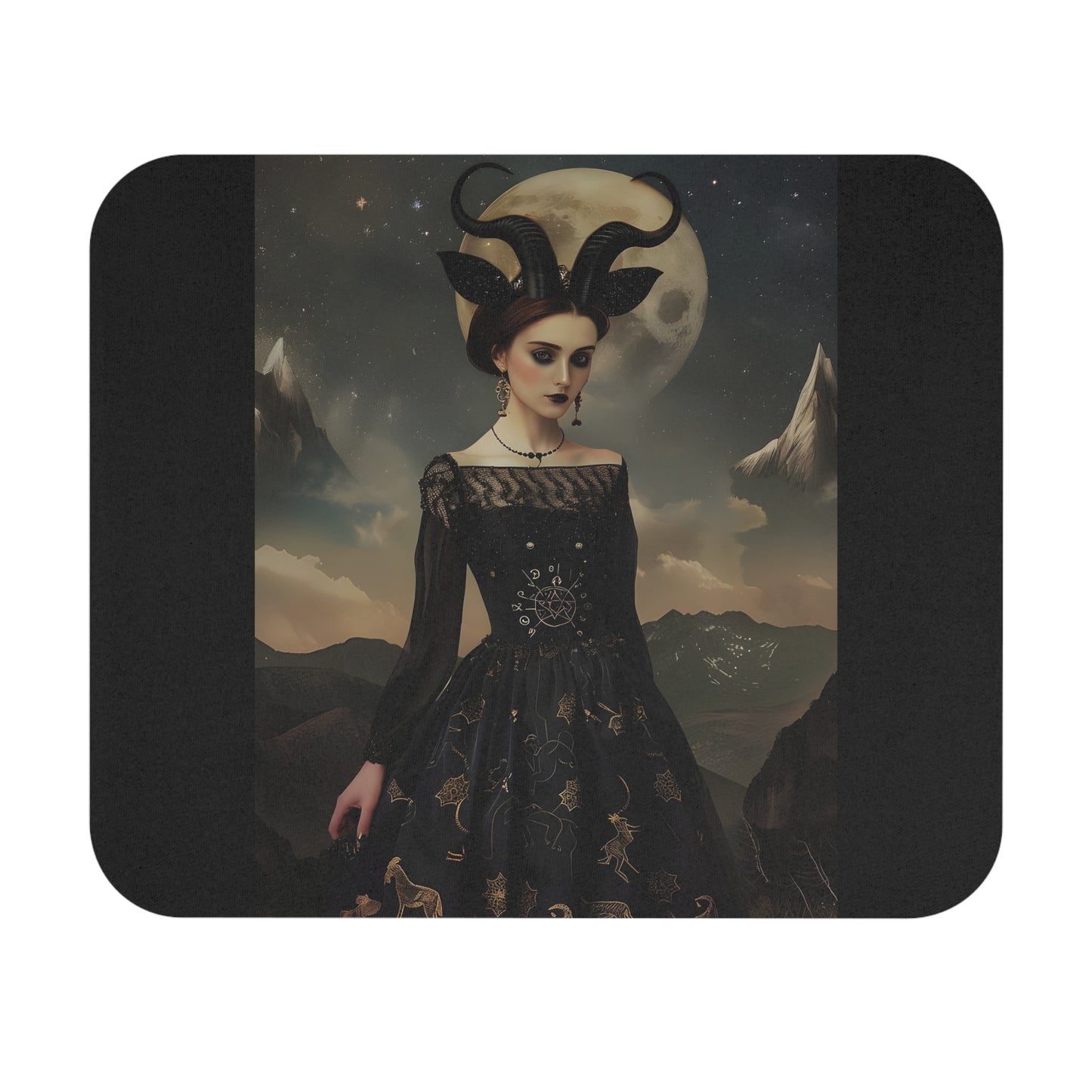 Mystical Moonlit Capricorn Goddess Mouse Pad