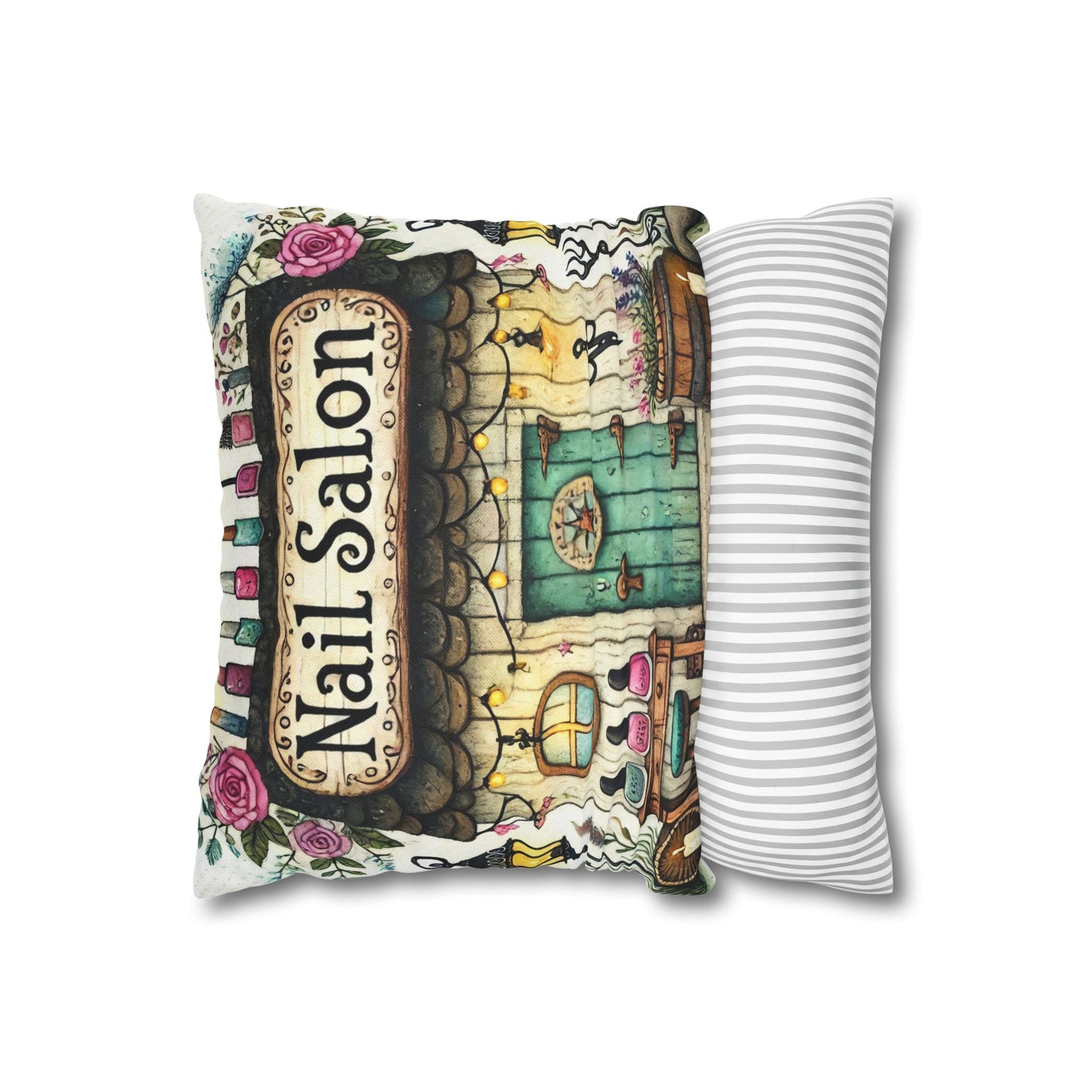 Fun Nail Salon Throw Pillow