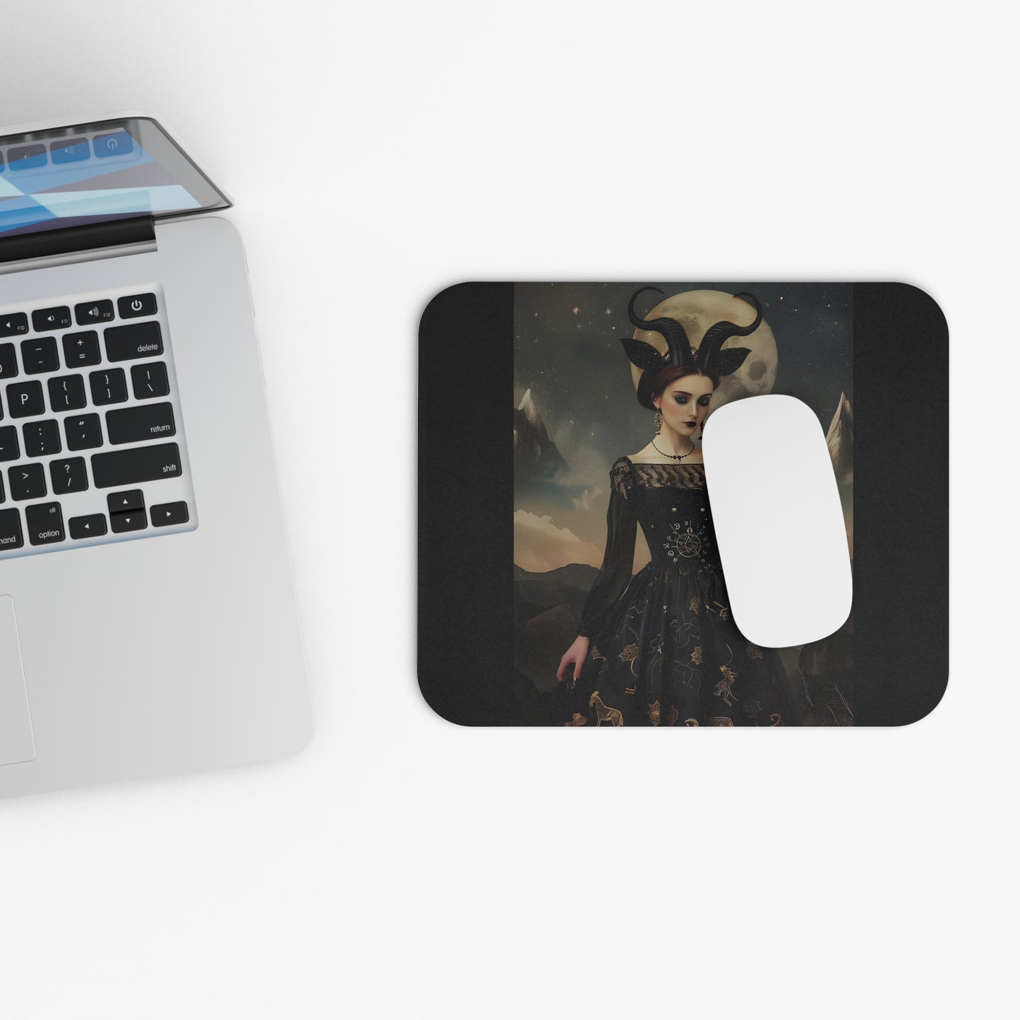 Mystical Moonlit Capricorn Goddess Mouse Pad