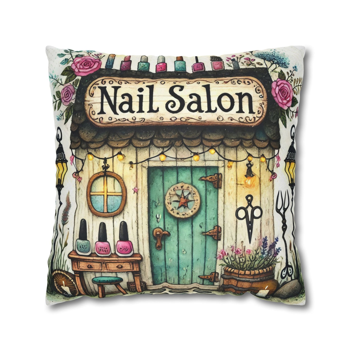 Fun Nail Salon Throw Pillow