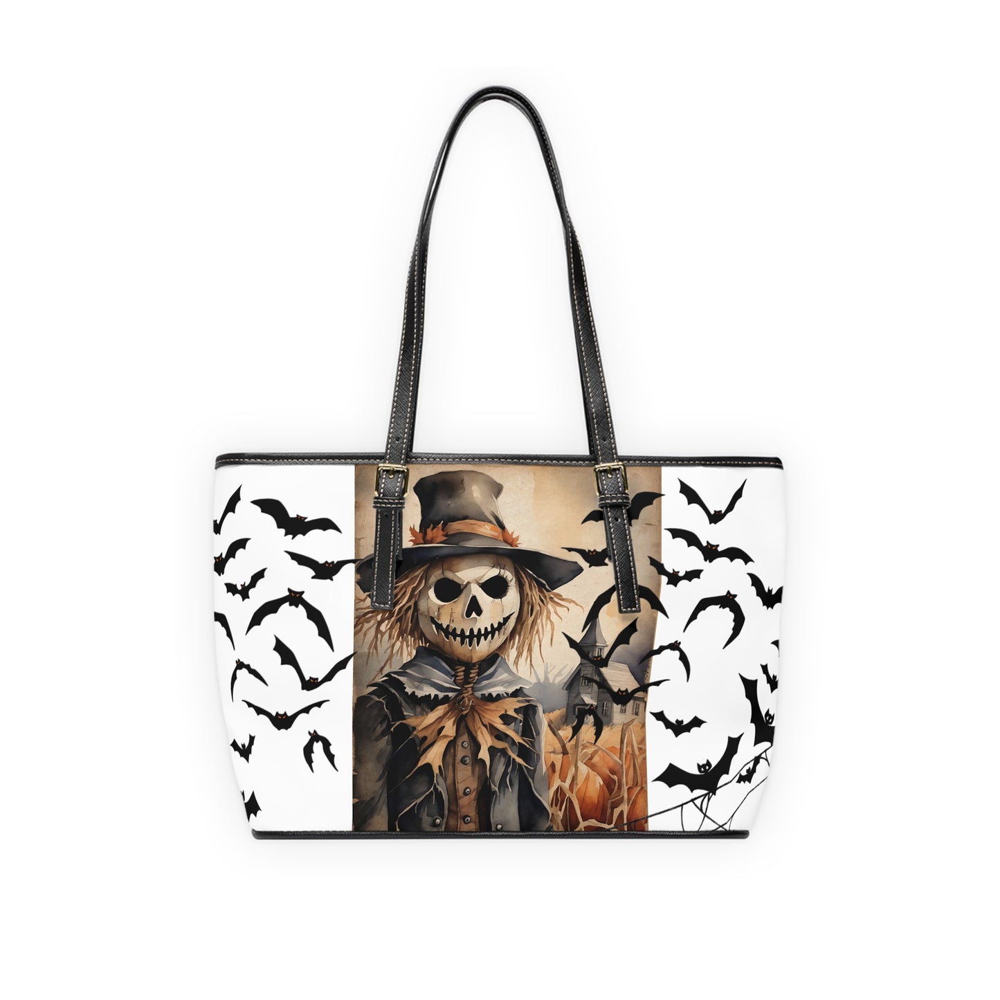 Halloween Scarecrow PU Leather Shoulder Bag - Spooky Autumn Vibes