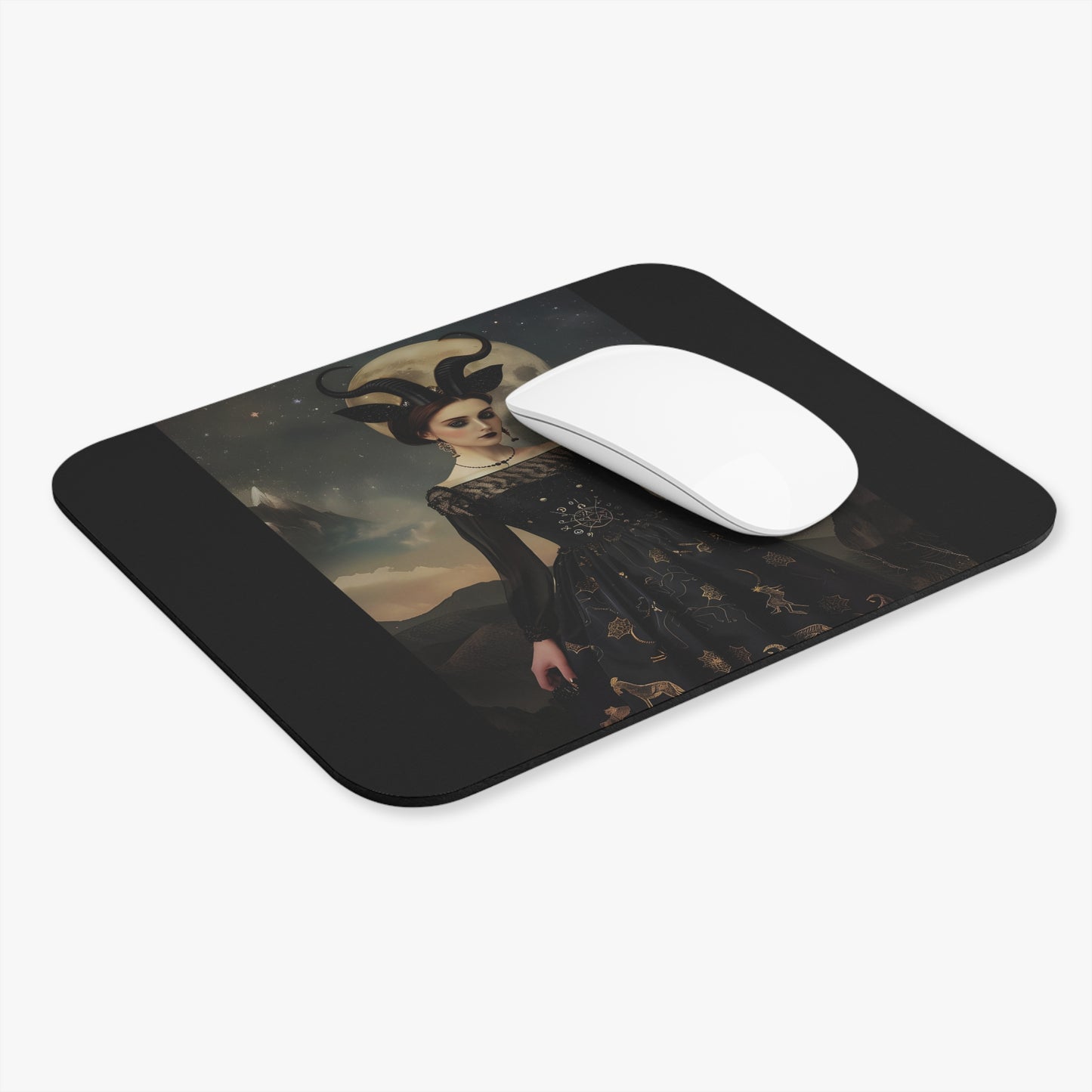 Mystical Moonlit Capricorn Goddess Mouse Pad