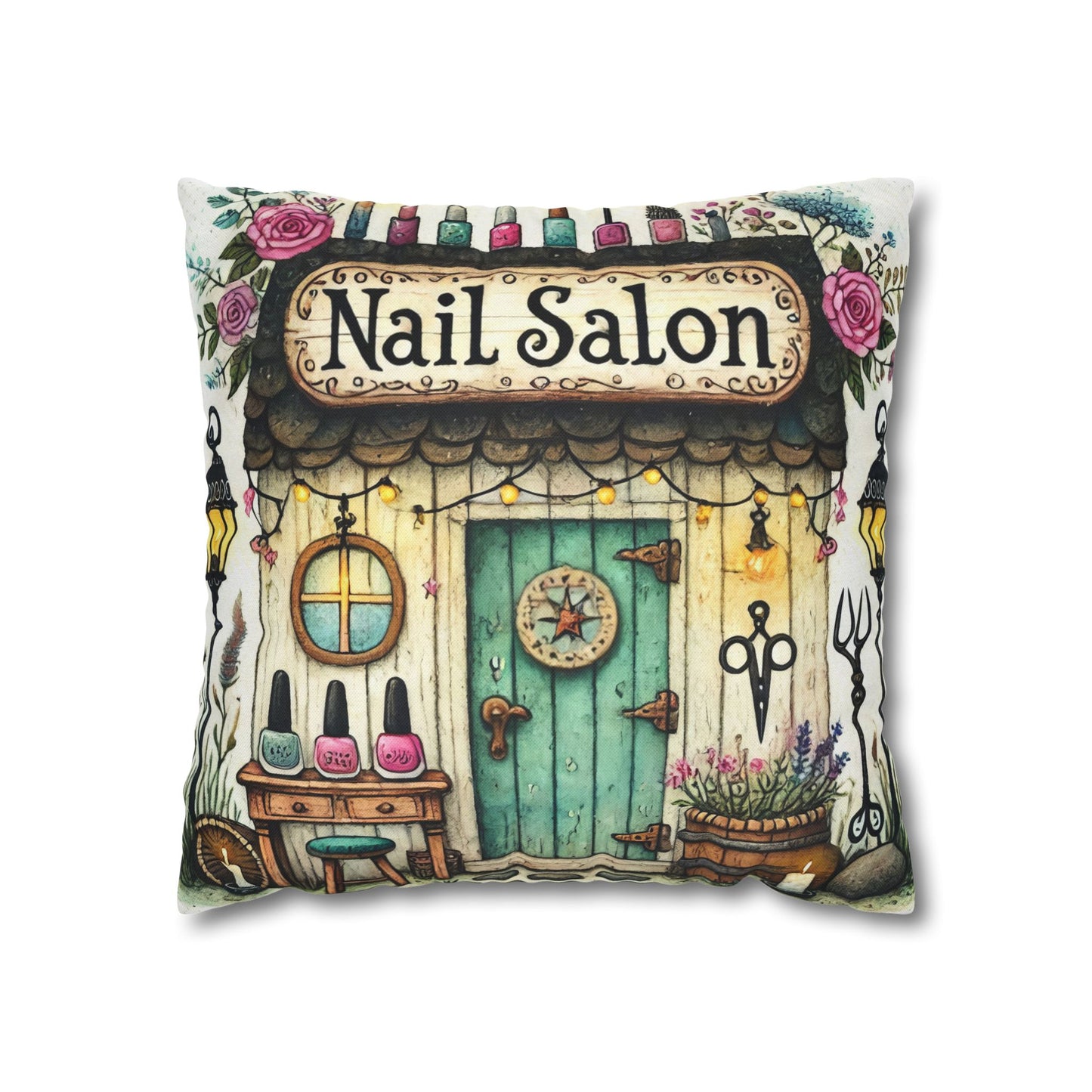 Fun Nail Salon Throw Pillow