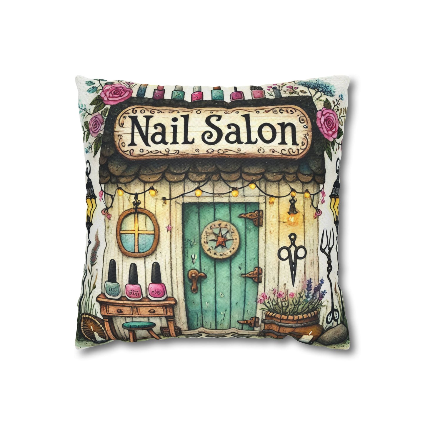 Fun Nail Salon Throw Pillow