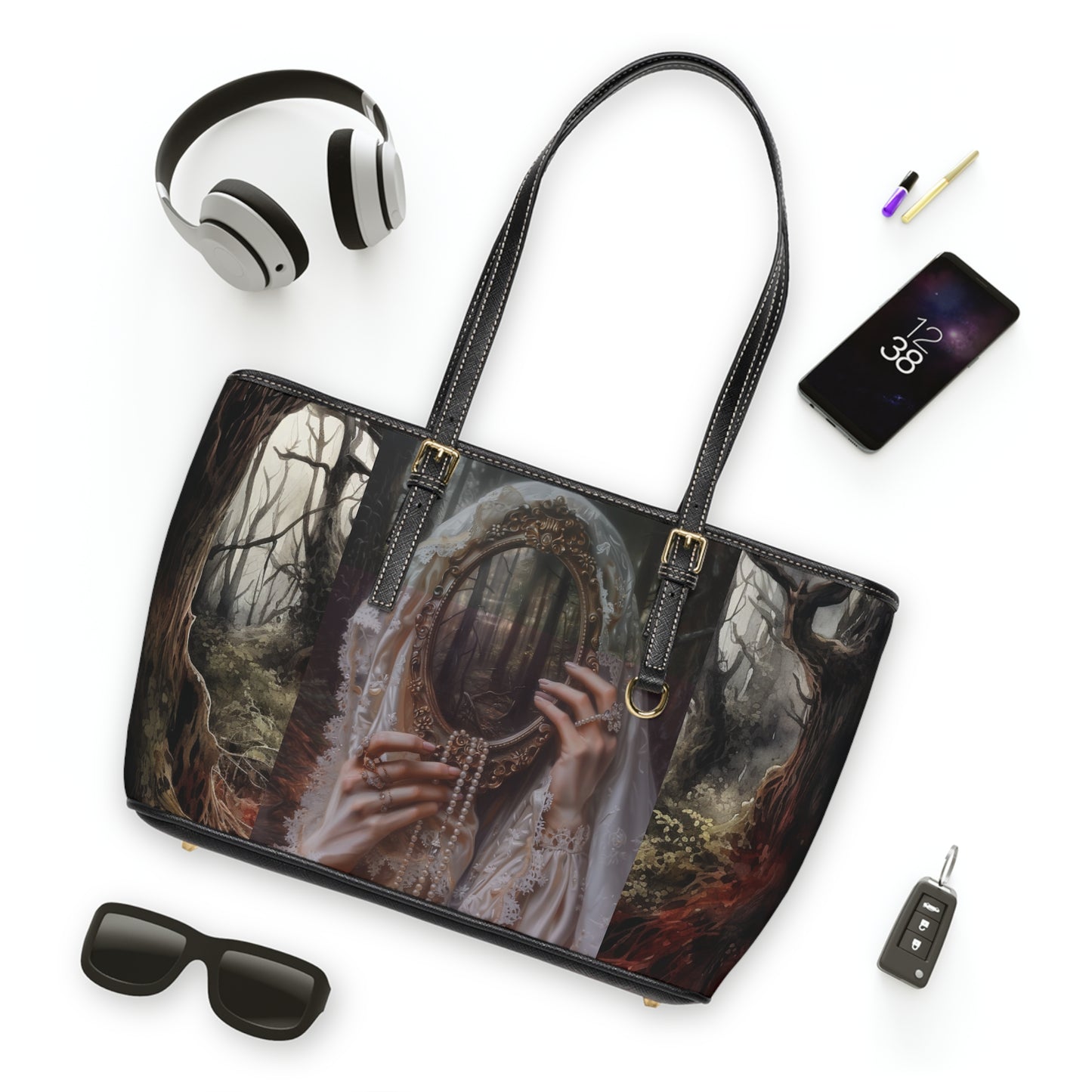 Ghost in the Mirror PU Leather Shoulder Bag