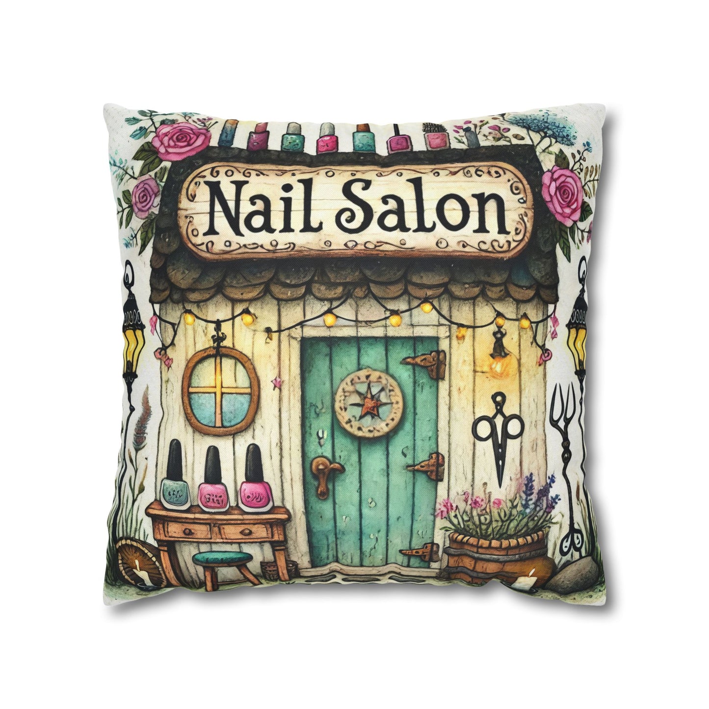Fun Nail Salon Throw Pillow
