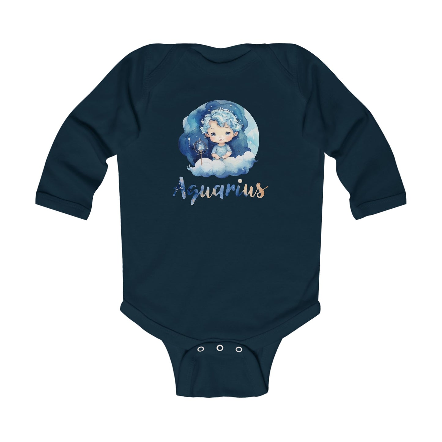 Aquarius Baby Long Sleeve Bodysuit | Cute Horoscope Infant Outfit