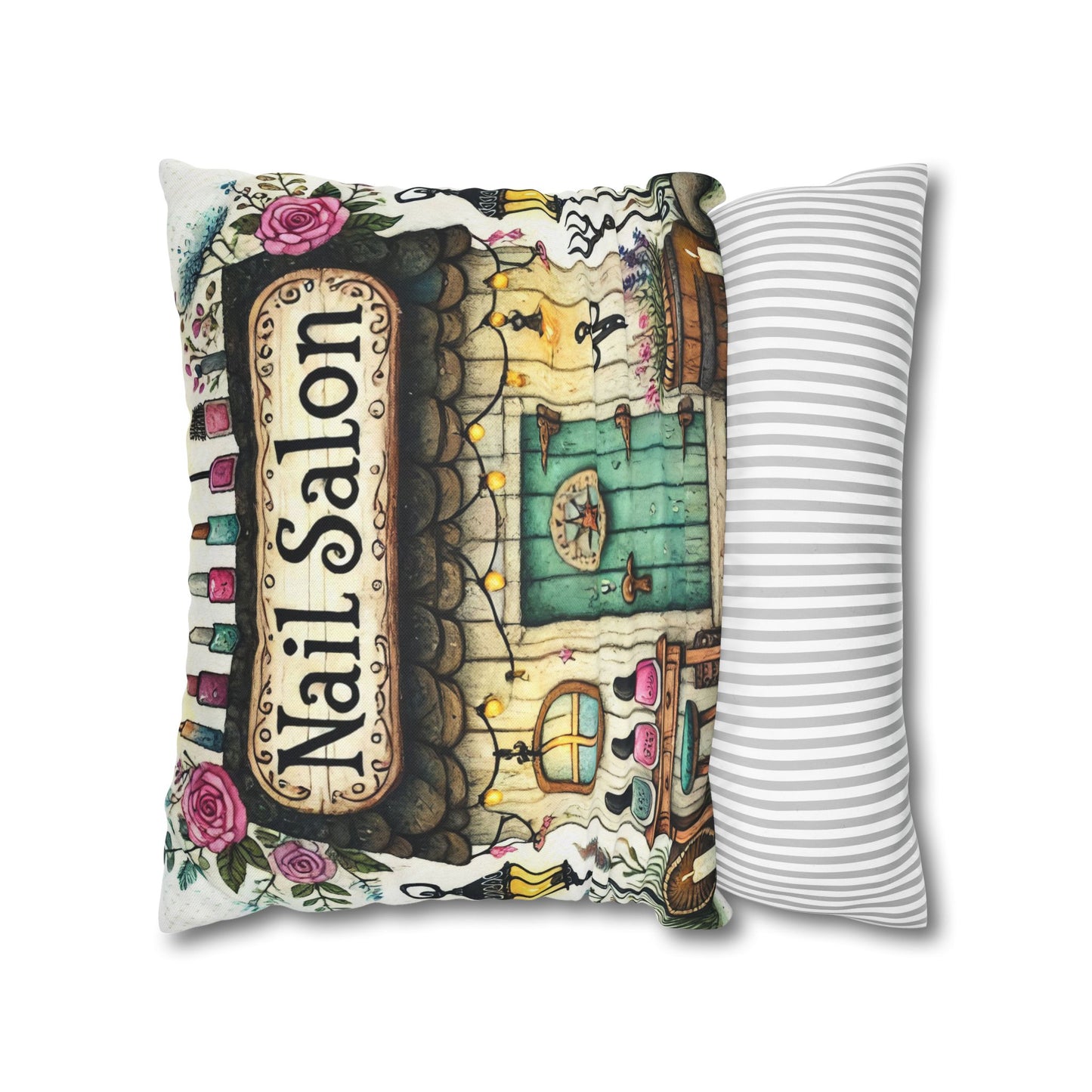Fun Nail Salon Throw Pillow