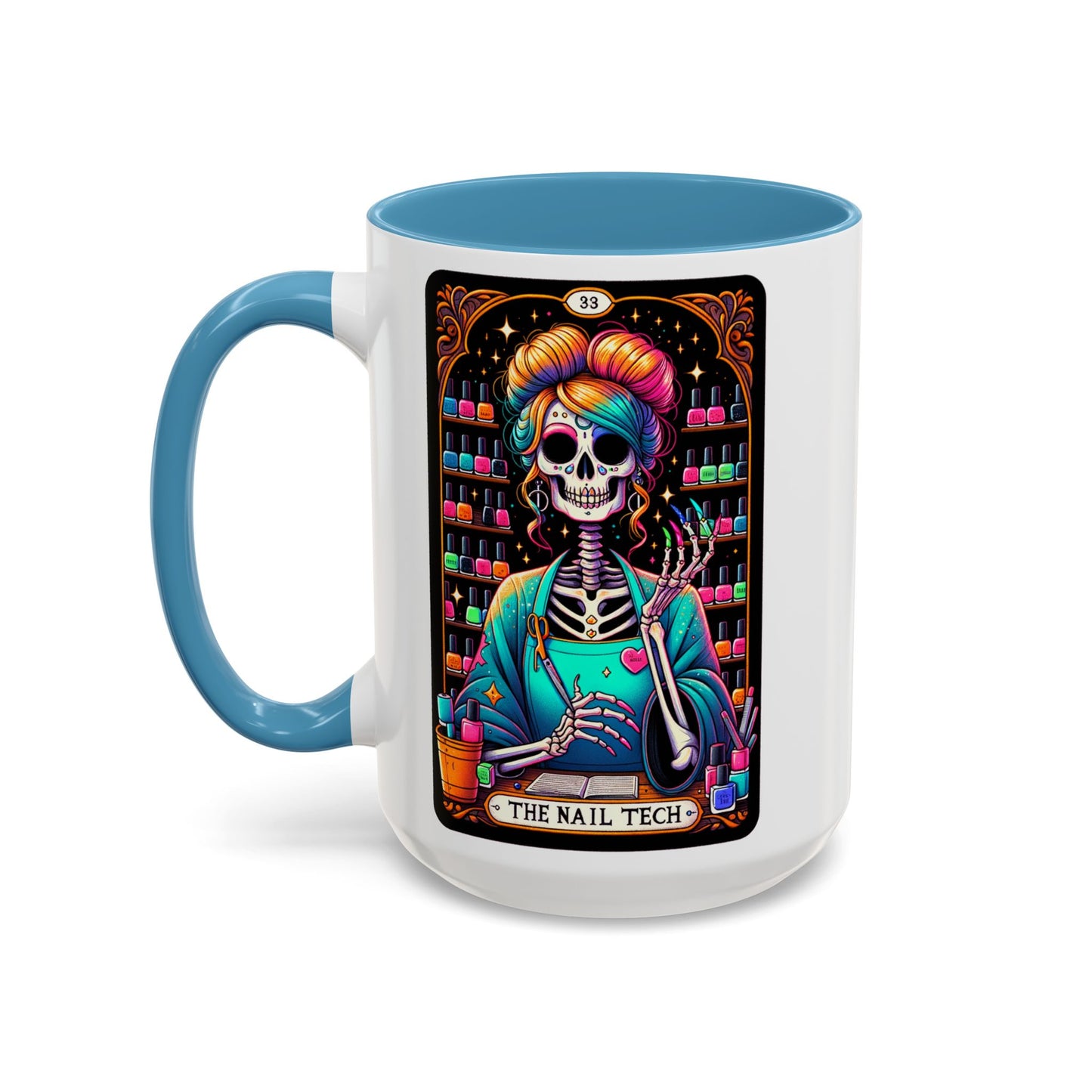 Colorful Skeleton Nail Tech Coffee Mug - Perfect Gift for Nail Artists