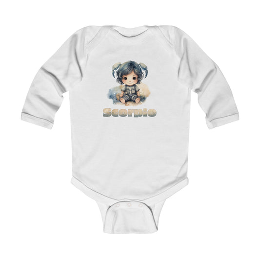 Scorpio Zodiac Infant Long Sleeve Bodysuit - Cute Horoscope Baby Outfit