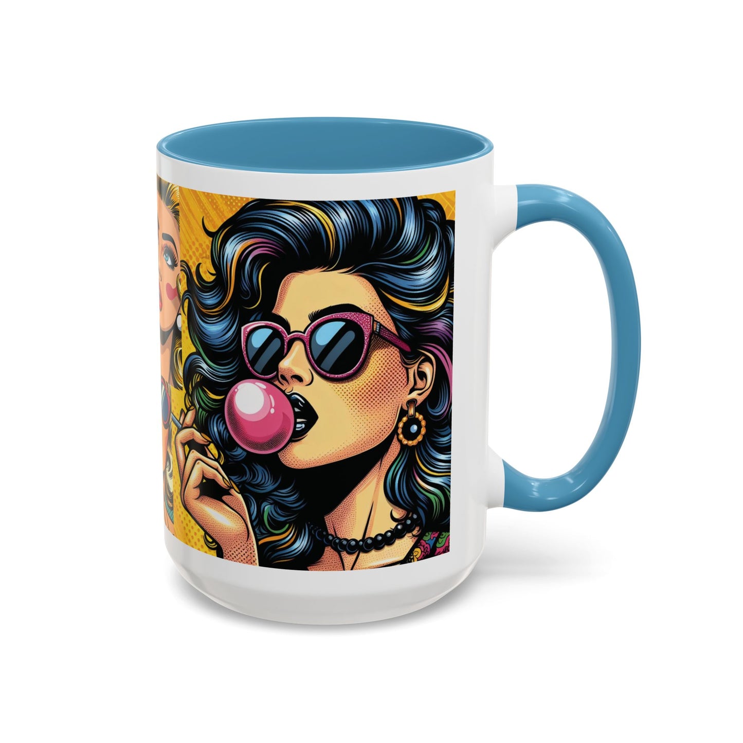 Vintage Glamour Accent Coffee Mug - Stylish 15oz Coffee Cup with Retro Pop Art Design