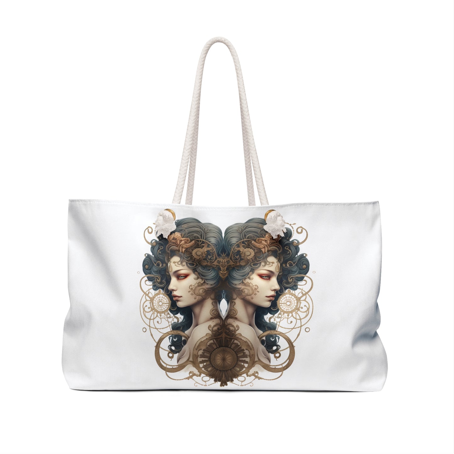 Bohemian Elegance Gemini Weekender Bag - Vintage Art Travel Tote