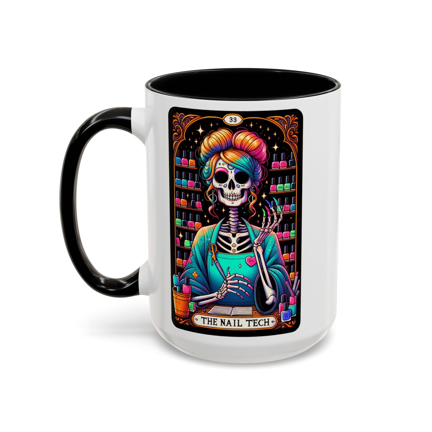 Colorful Skeleton Nail Tech Coffee Mug - Perfect Gift for Nail Artists