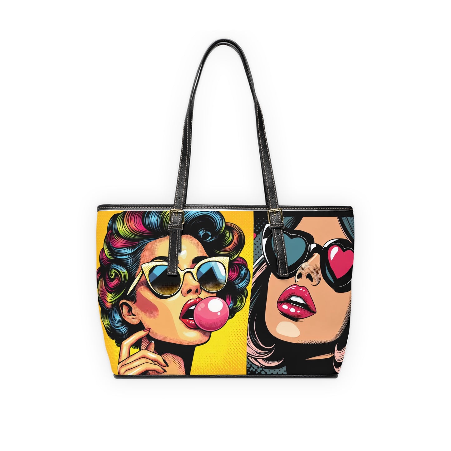 Vintage Glam PU Leather Shoulder Bag - Retro Pop Art Chic Handbag