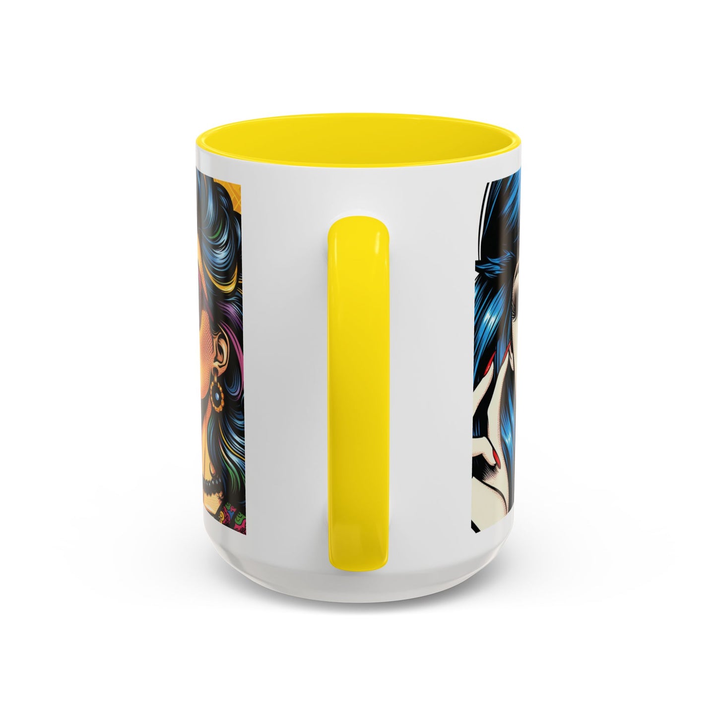 Vintage Glamour Accent Coffee Mug - Stylish 15oz Coffee Cup with Retro Pop Art Design