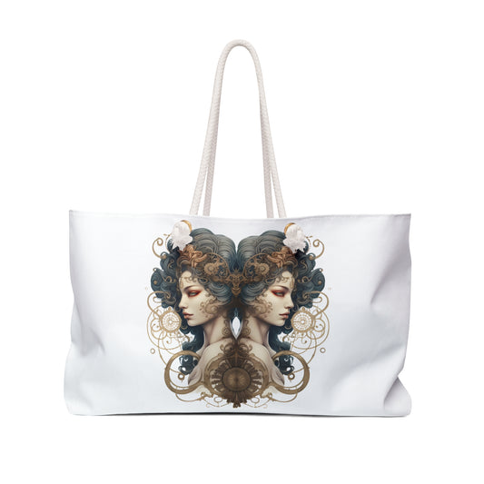 Bohemian Elegance Gemini Weekender Bag - Vintage Art Travel Tote