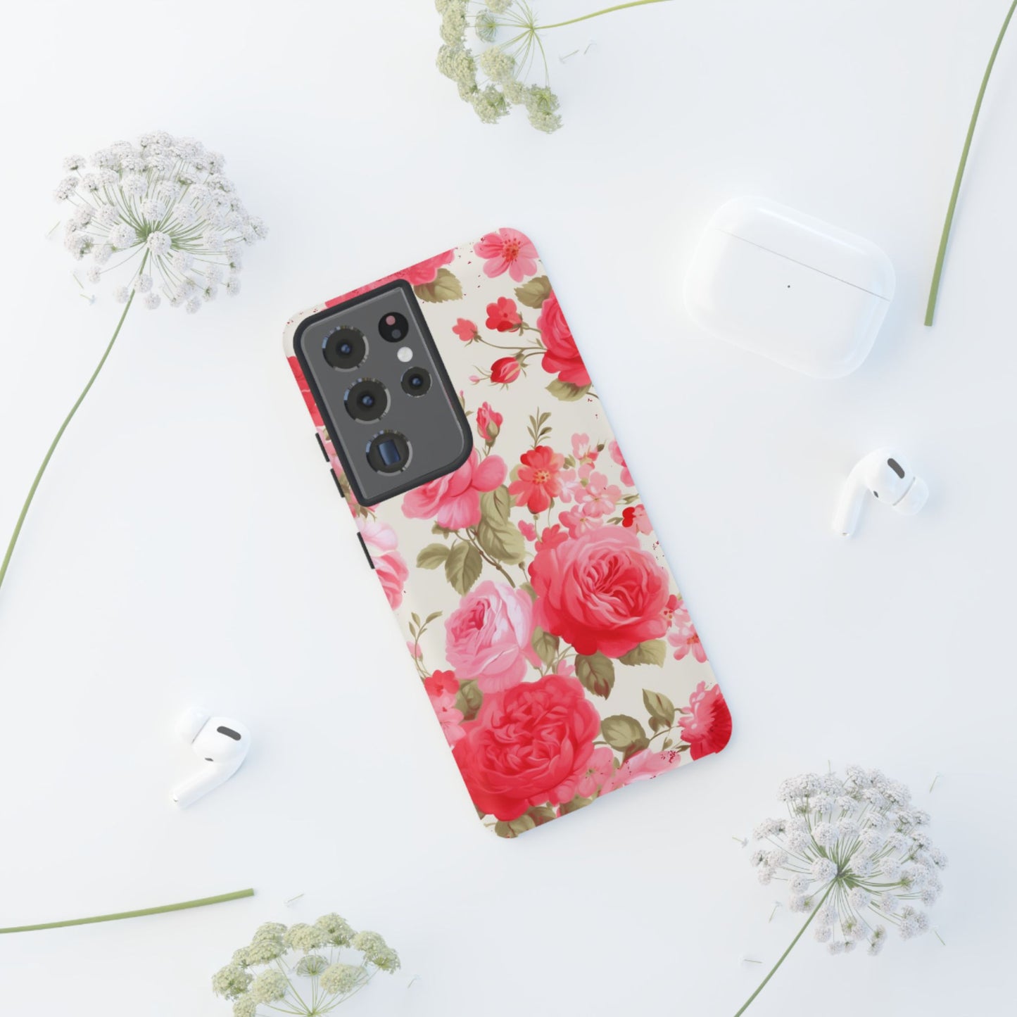 Floral Phone Case - Tough Cases with Elegant Rose Design