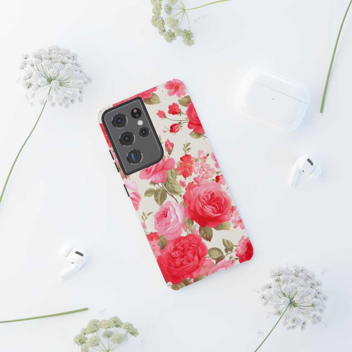 Floral Phone Case - Tough Cases with Elegant Rose Design