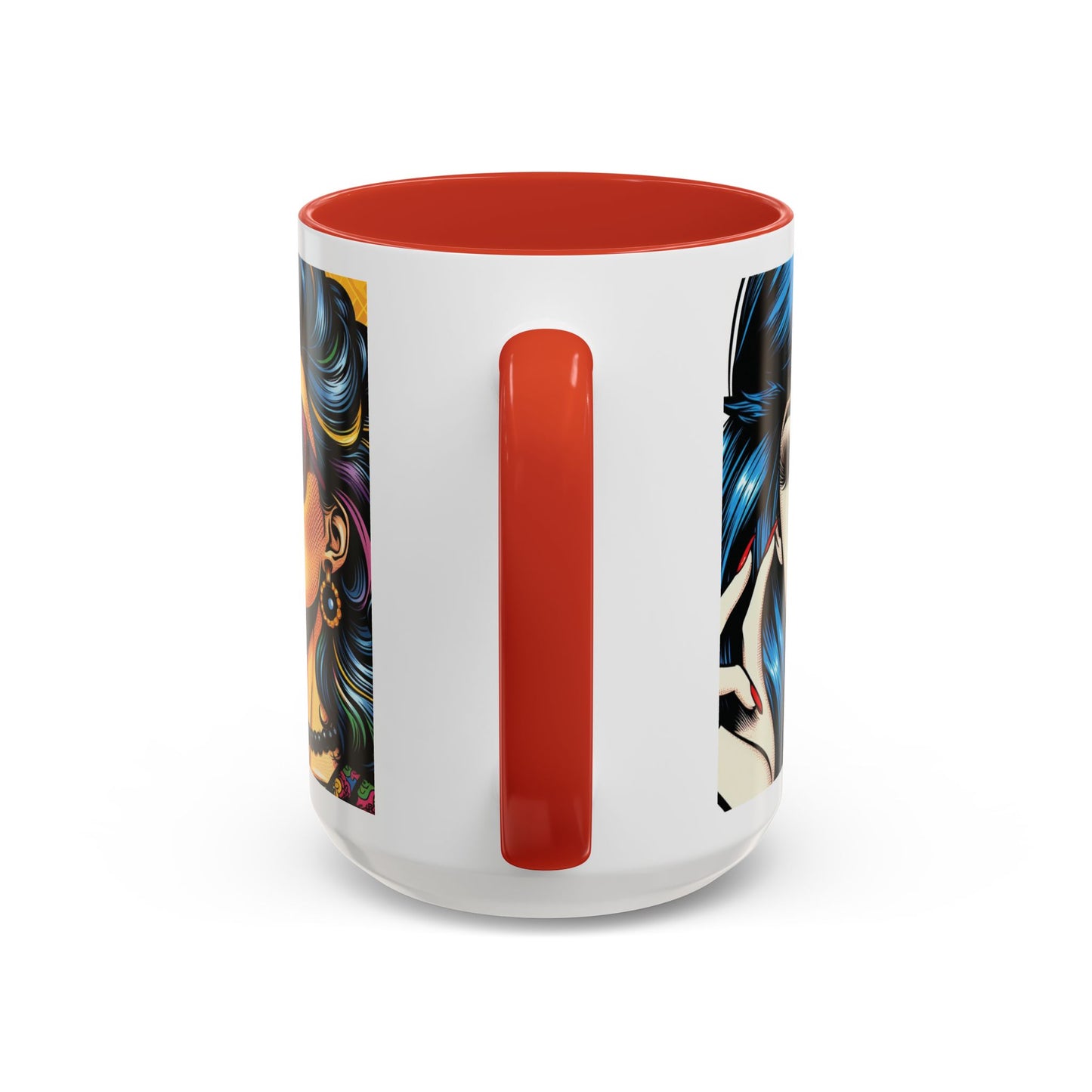 Vintage Glamour Accent Coffee Mug - Stylish 15oz Coffee Cup with Retro Pop Art Design