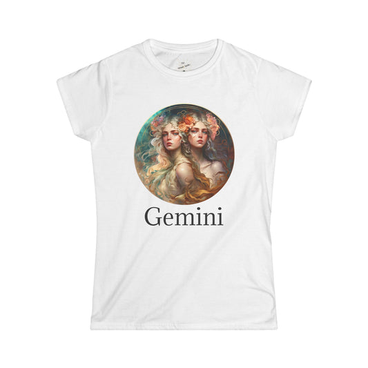 Gemini Zodiac Women's Softstyle Tee - Playful & Charismatic Astrology Shirt