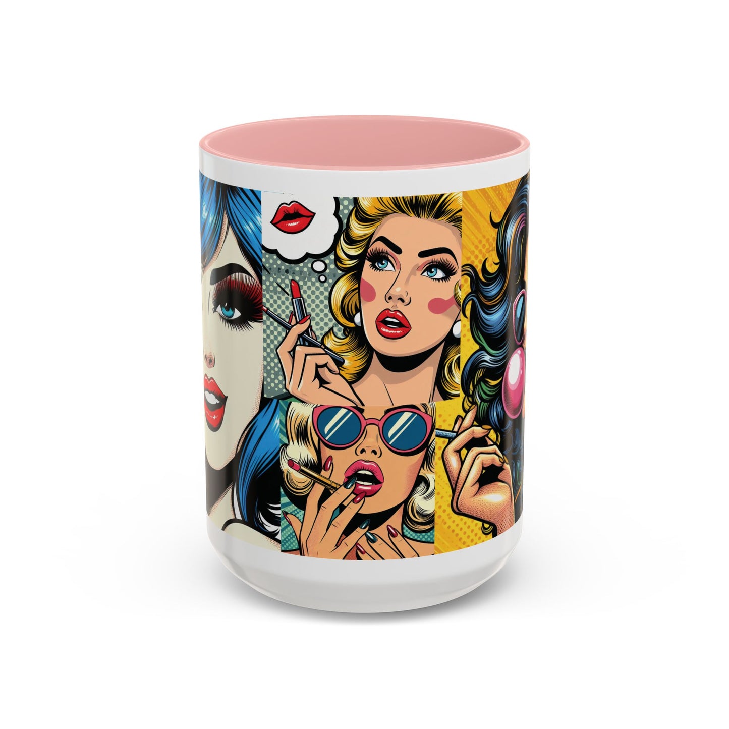 Vintage Glamour Accent Coffee Mug - Stylish 15oz Coffee Cup with Retro Pop Art Design