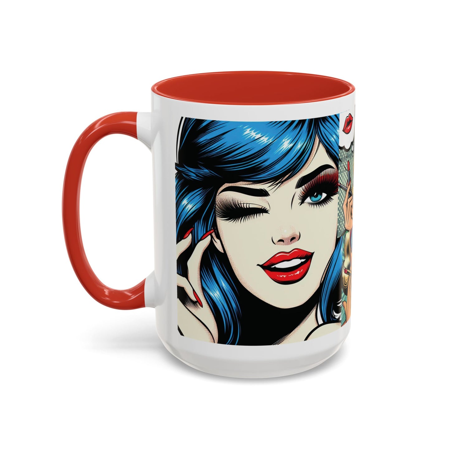 Vintage Glamour Accent Coffee Mug - Stylish 15oz Coffee Cup with Retro Pop Art Design