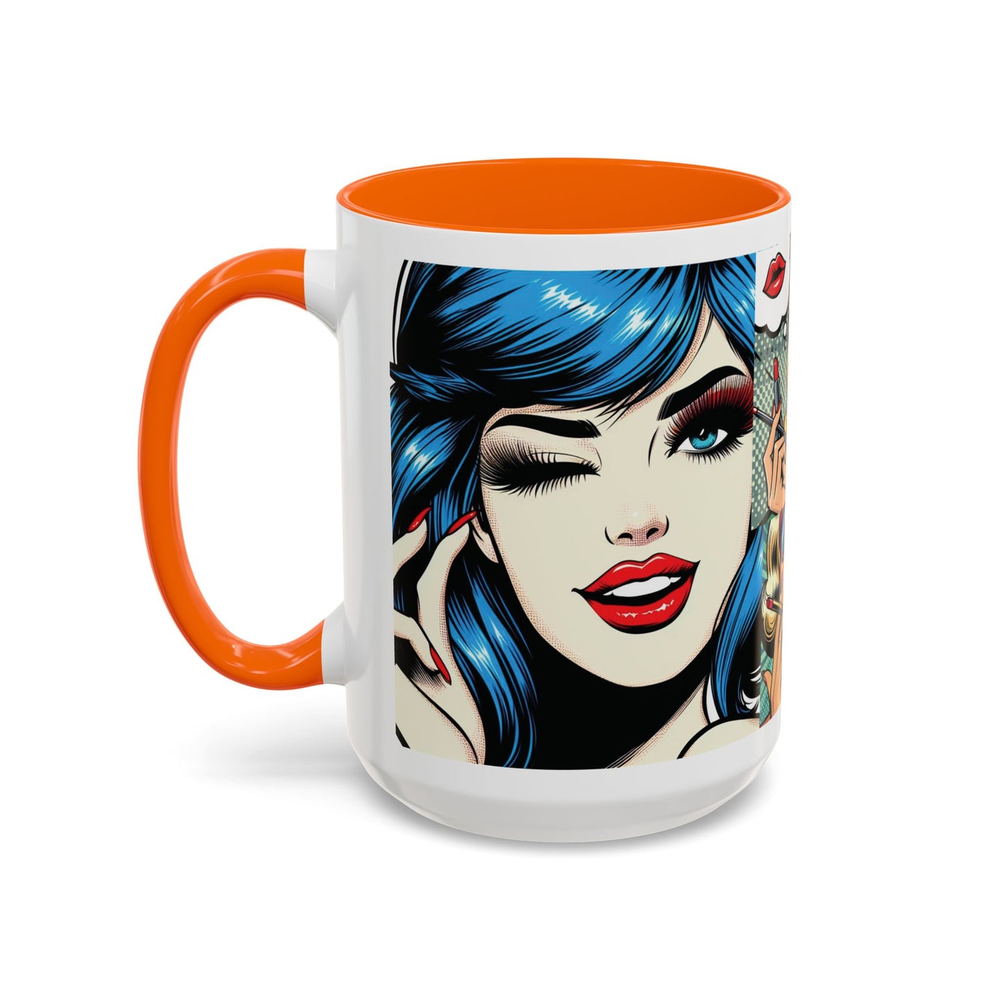 Vintage Glamour Accent Coffee Mug - Stylish 15oz Coffee Cup with Retro Pop Art Design