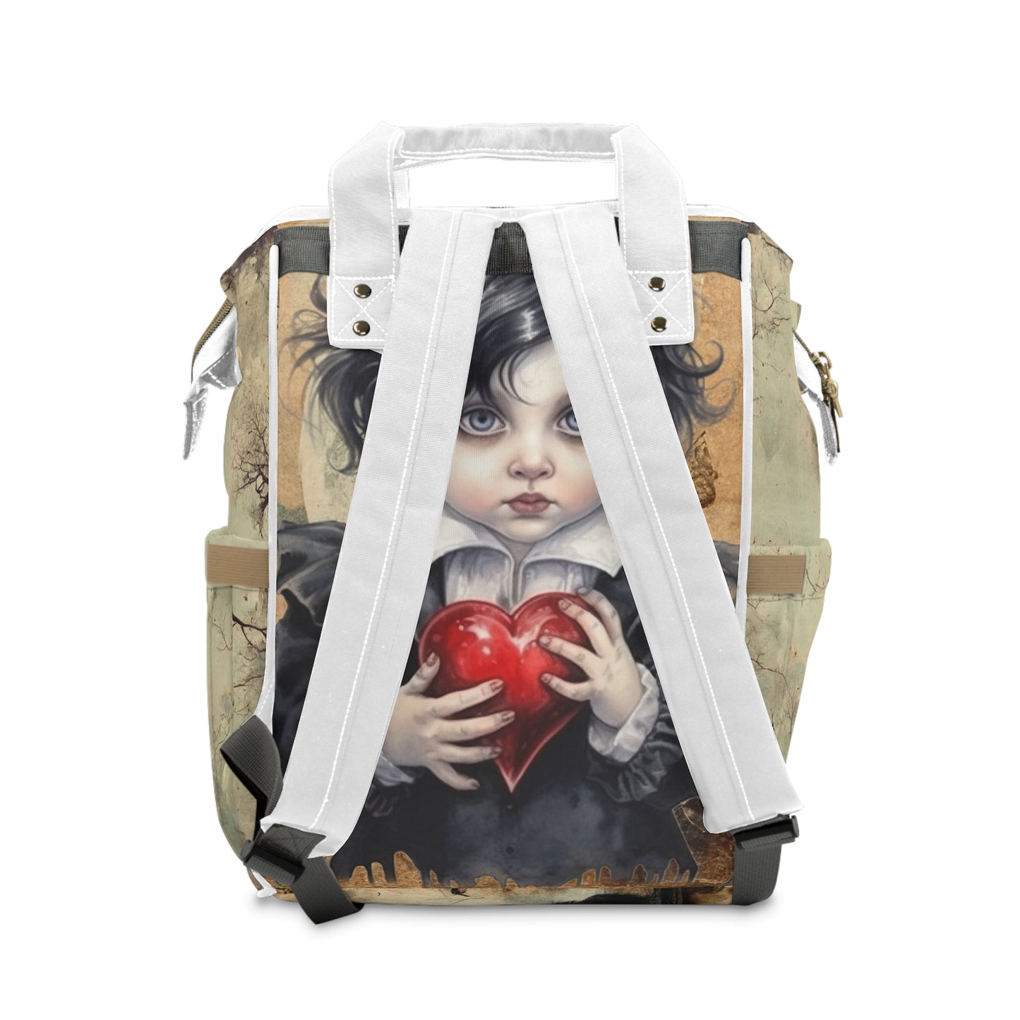 Gothic Art Multifunctional Diaper Backpack with Adorable Illustrations