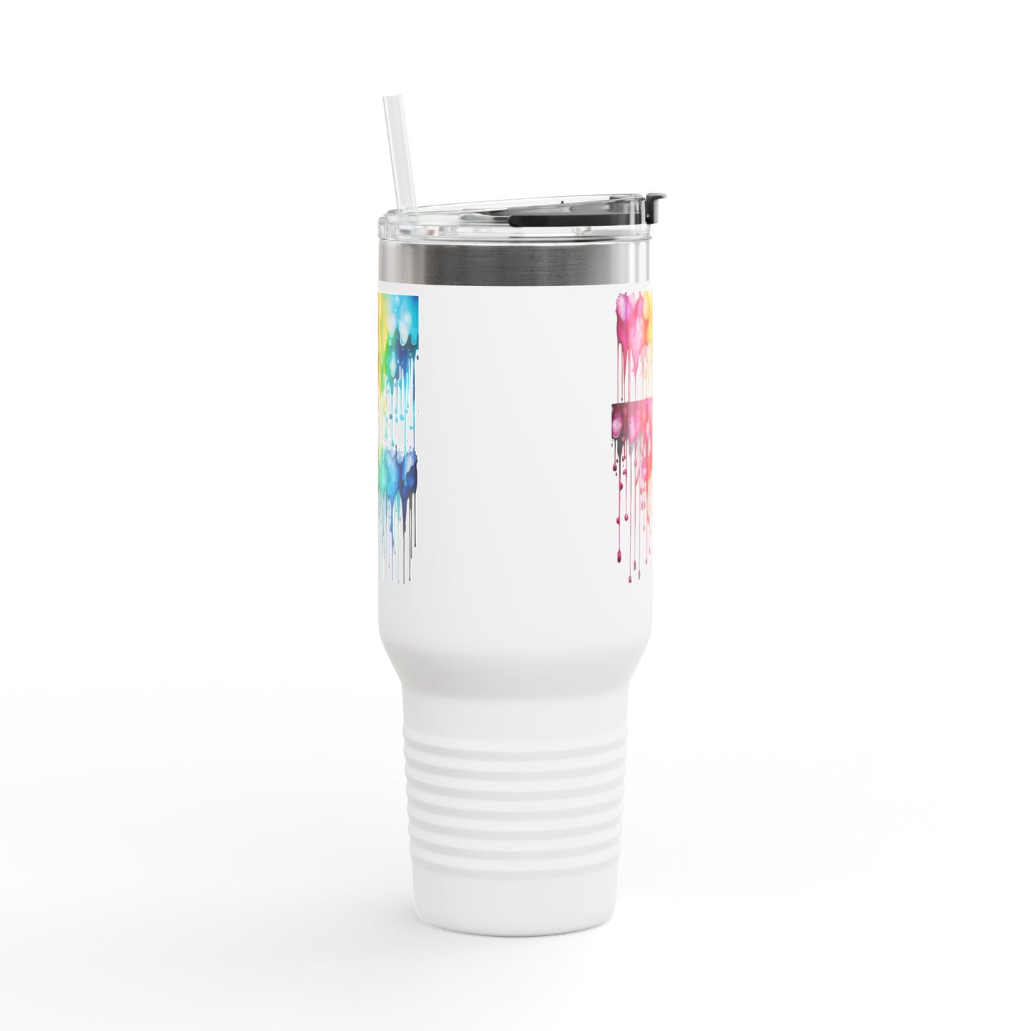 Colorful Drip Art Insulated Travel Mug – 40oz – Perfect for Outdoor Adventures and Daily Hydration