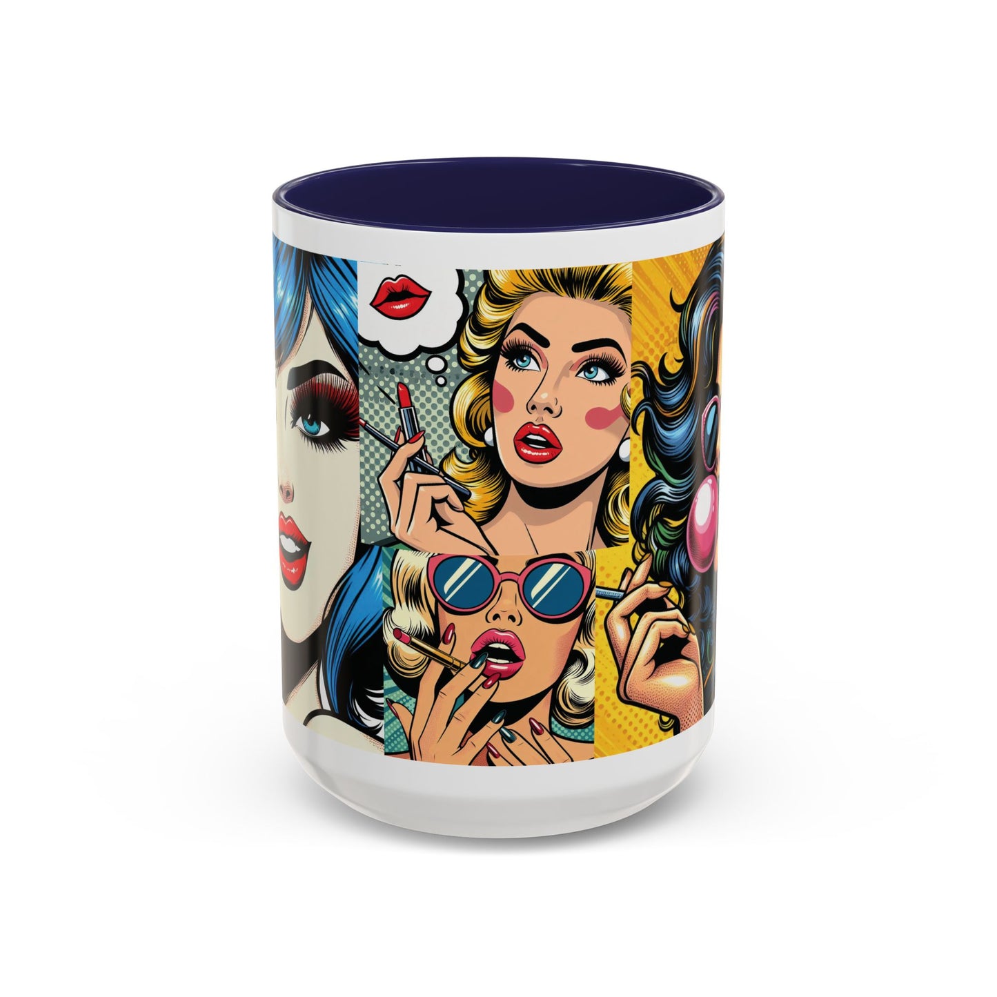 Vintage Glamour Accent Coffee Mug - Stylish 15oz Coffee Cup with Retro Pop Art Design