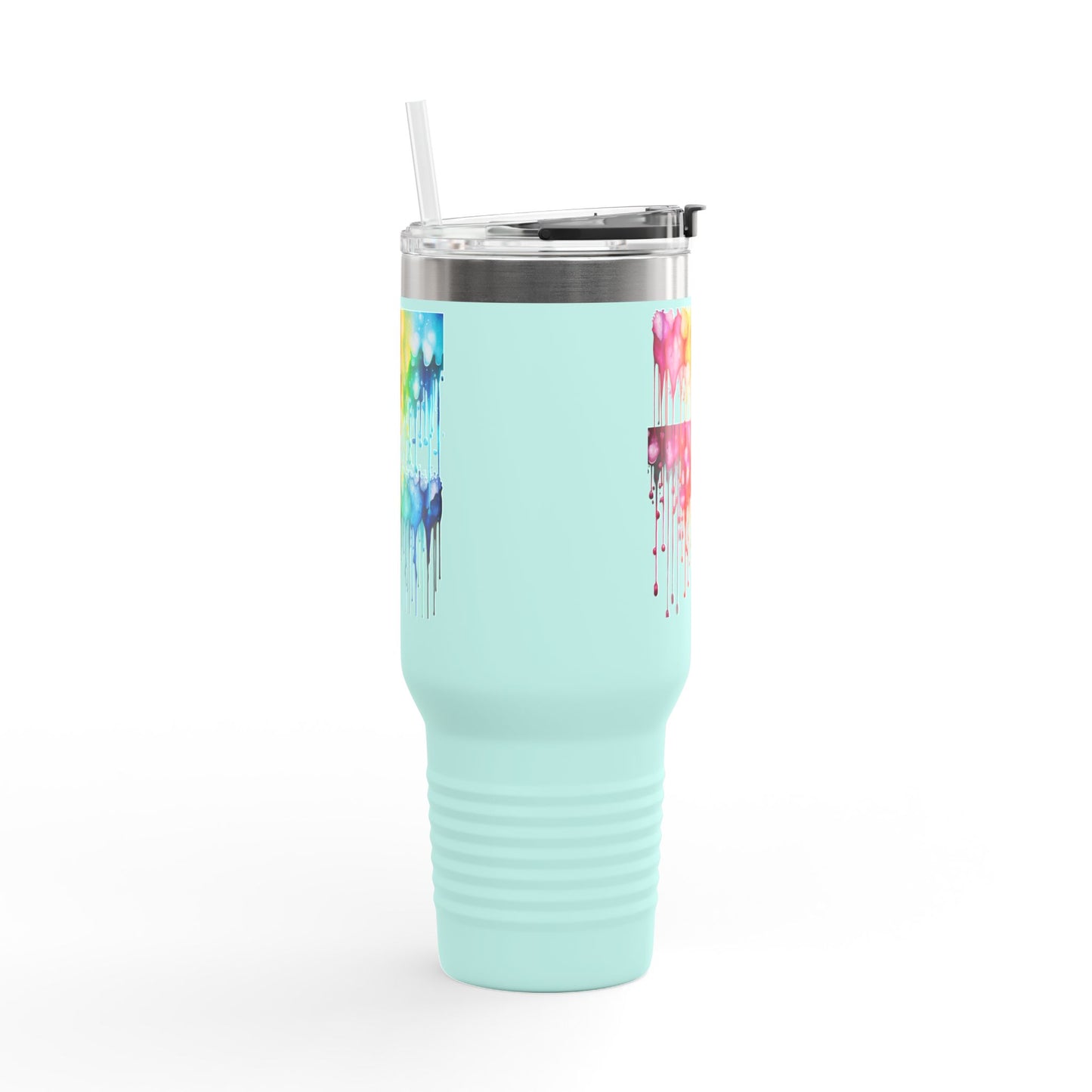 Colorful Drip Art Insulated Travel Mug – 40oz – Perfect for Outdoor Adventures and Daily Hydration