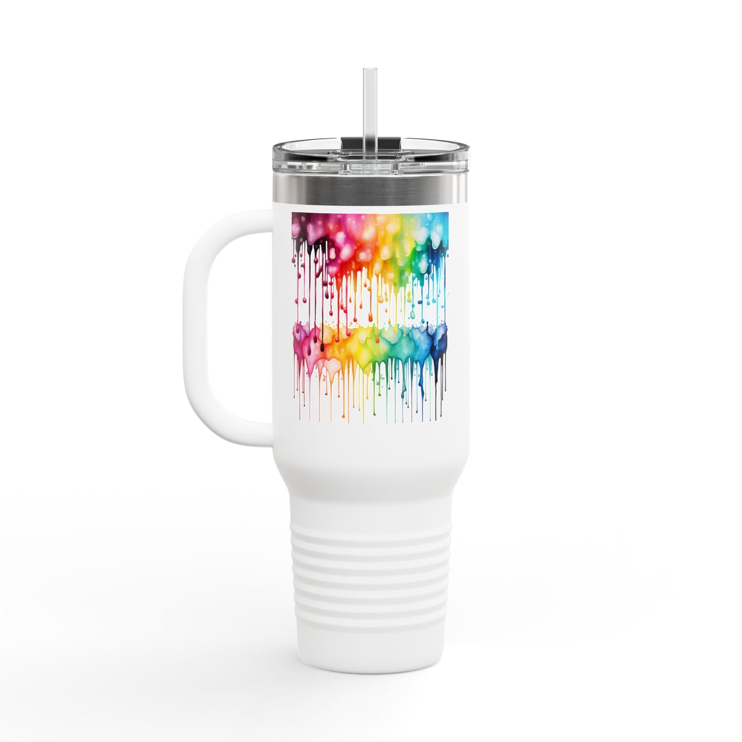 Colorful Drip Art Insulated Travel Mug – 40oz – Perfect for Outdoor Adventures and Daily Hydration