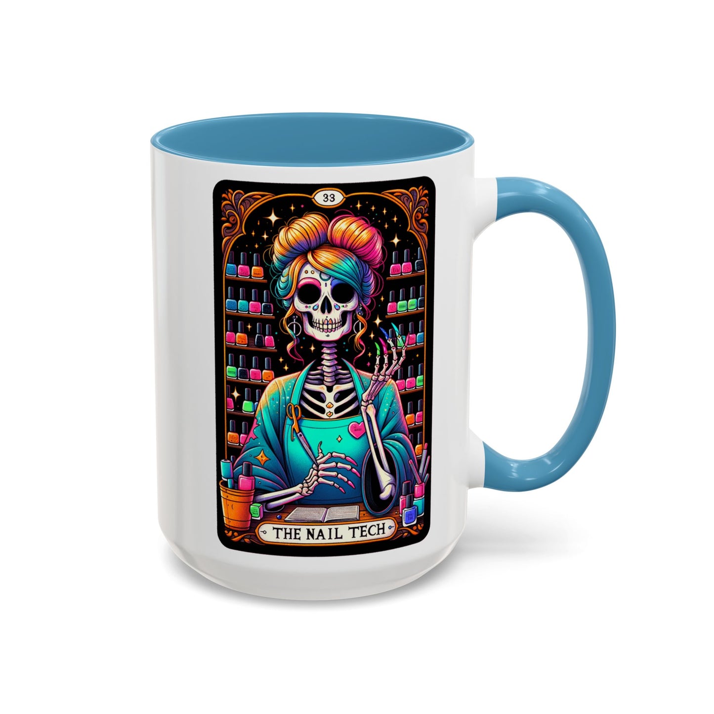 Colorful Skeleton Nail Tech Coffee Mug - Perfect Gift for Nail Artists