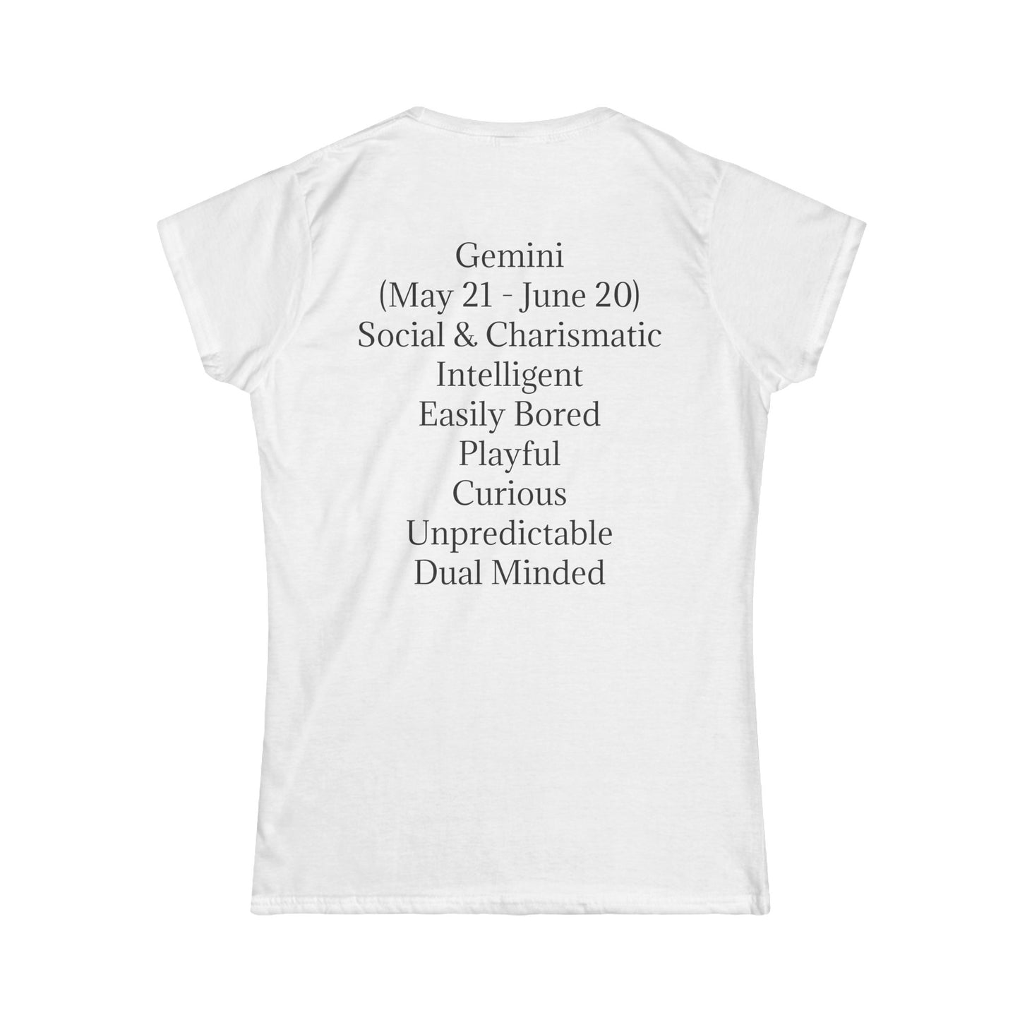 Gemini Zodiac Women's Softstyle Tee - Playful & Charismatic Astrology Shirt