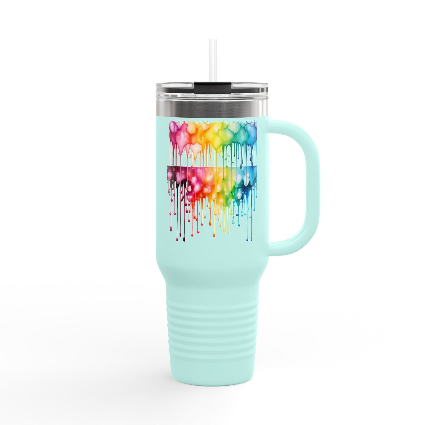 Colorful Drip Art Insulated Travel Mug – 40oz – Perfect for Outdoor Adventures and Daily Hydration