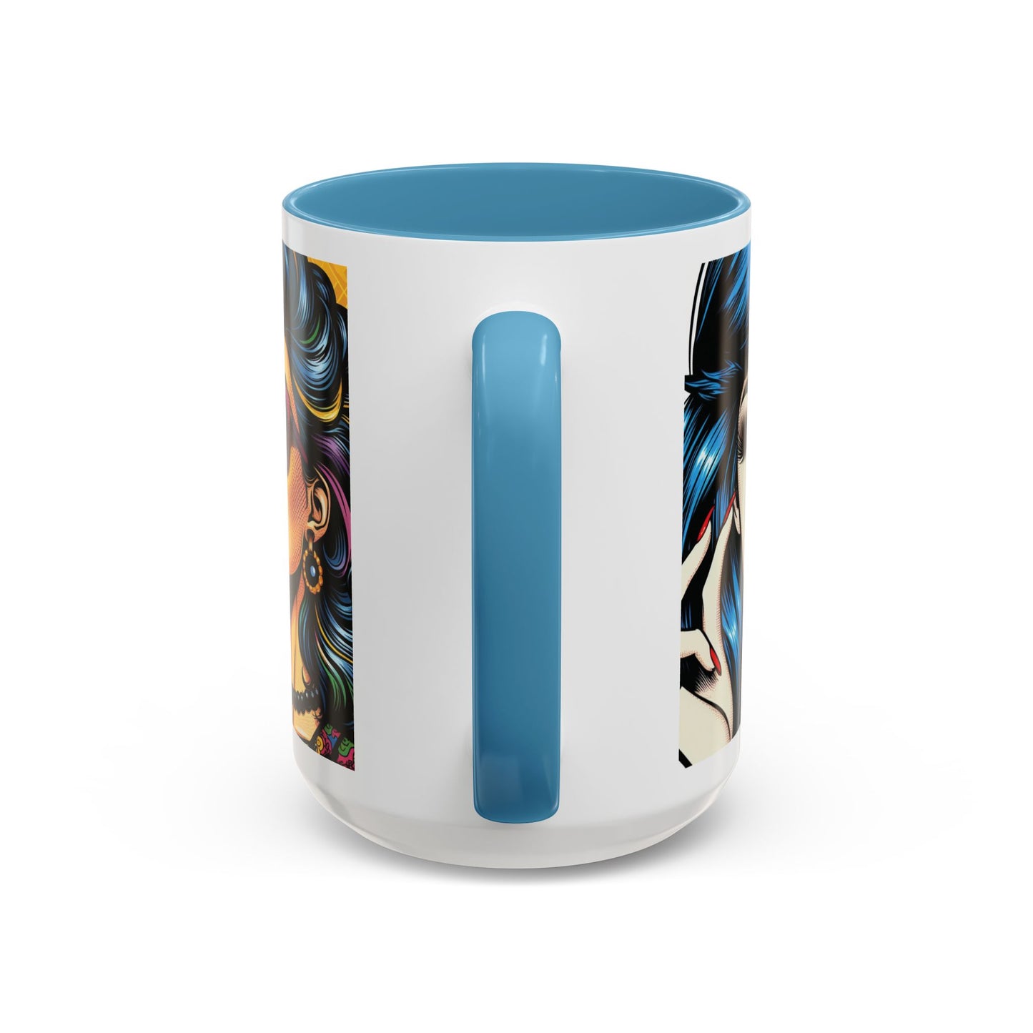 Vintage Glamour Accent Coffee Mug - Stylish 15oz Coffee Cup with Retro Pop Art Design