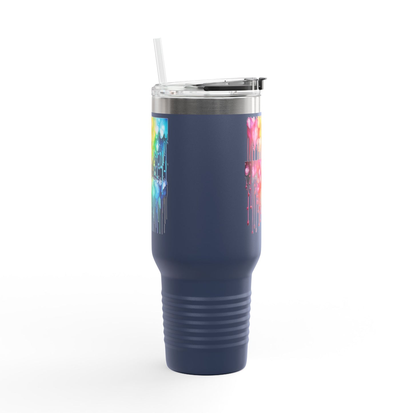 Colorful Drip Art Insulated Travel Mug – 40oz – Perfect for Outdoor Adventures and Daily Hydration