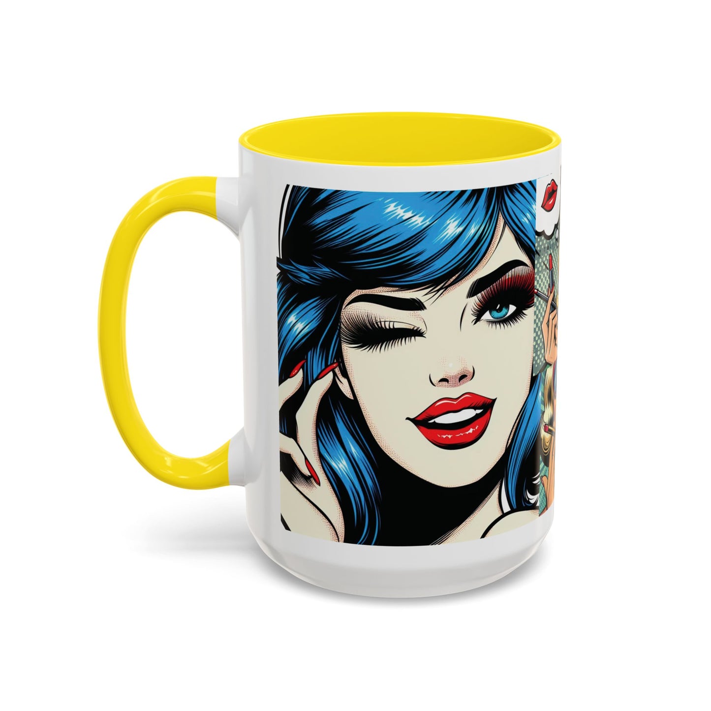 Vintage Glamour Accent Coffee Mug - Stylish 15oz Coffee Cup with Retro Pop Art Design