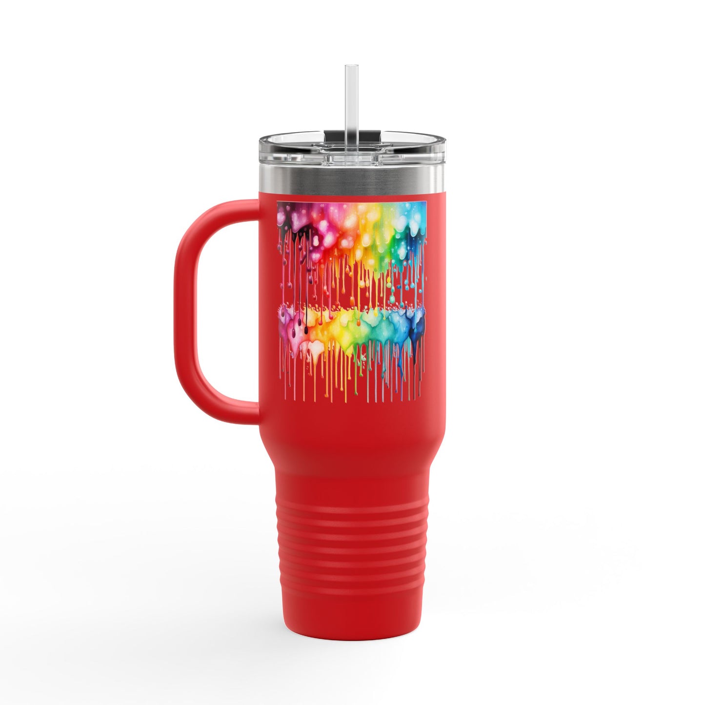 Colorful Drip Art Insulated Travel Mug – 40oz – Perfect for Outdoor Adventures and Daily Hydration