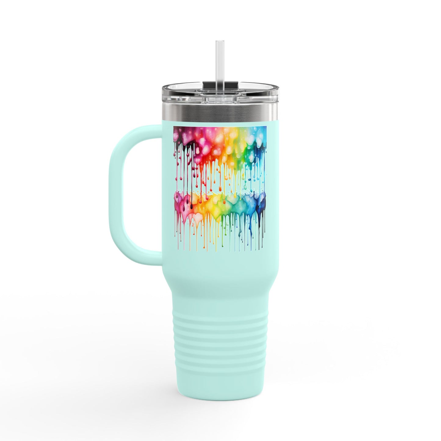 Colorful Drip Art Insulated Travel Mug – 40oz – Perfect for Outdoor Adventures and Daily Hydration