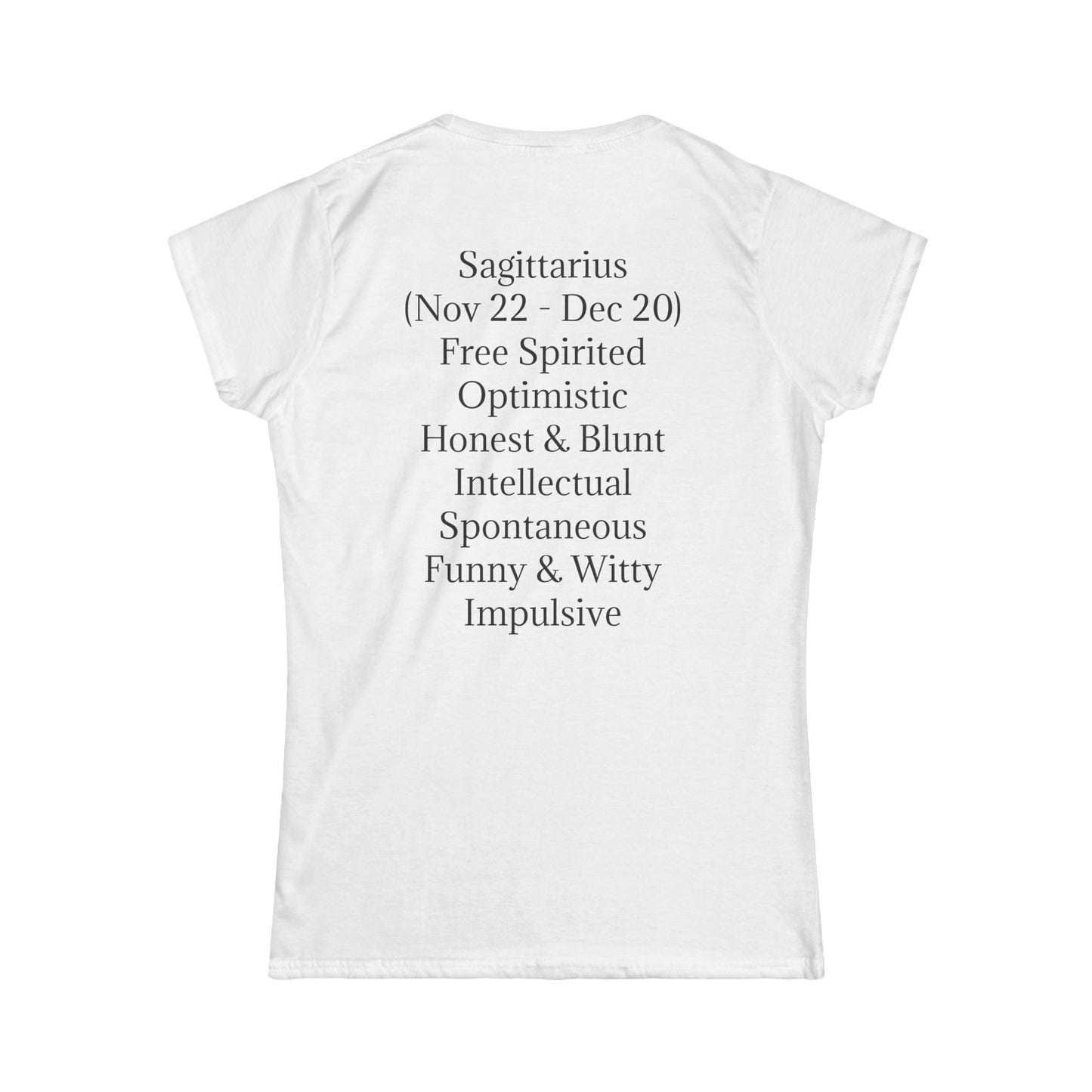 Sagittarius Horoscope Women's Softstyle Tee - Free Spirited & Optimistic Design