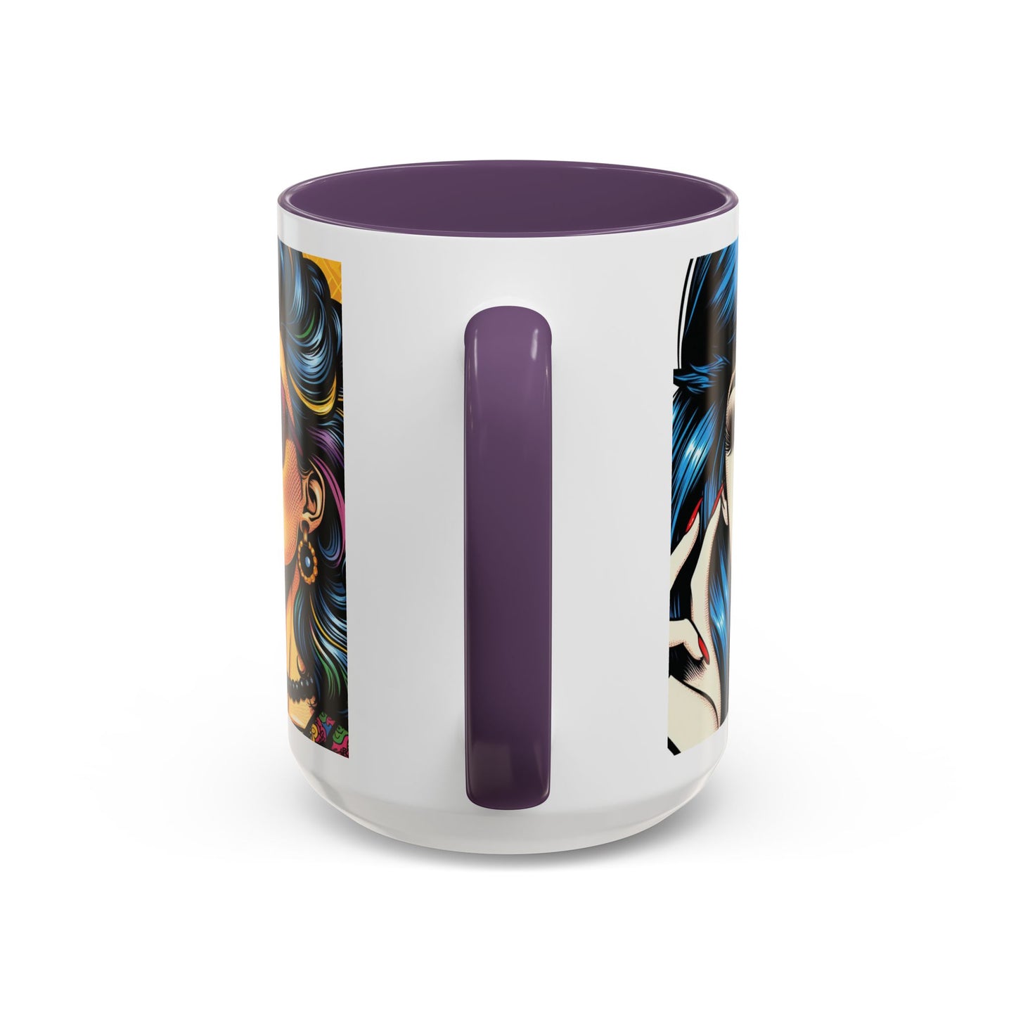 Vintage Glamour Accent Coffee Mug - Stylish 15oz Coffee Cup with Retro Pop Art Design