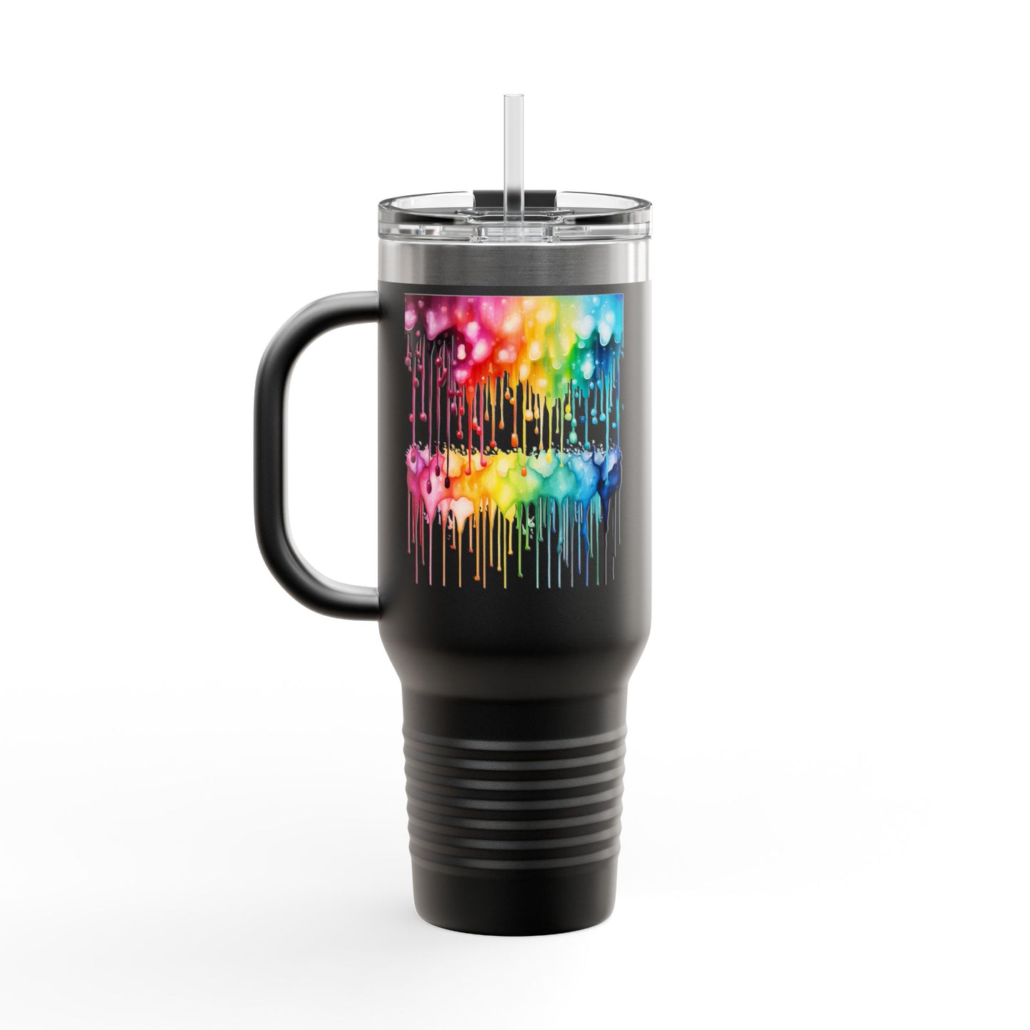 Colorful Drip Art Insulated Travel Mug – 40oz – Perfect for Outdoor Adventures and Daily Hydration