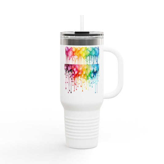 Colorful Drip Art Insulated Travel Mug – 40oz – Perfect for Outdoor Adventures and Daily Hydration