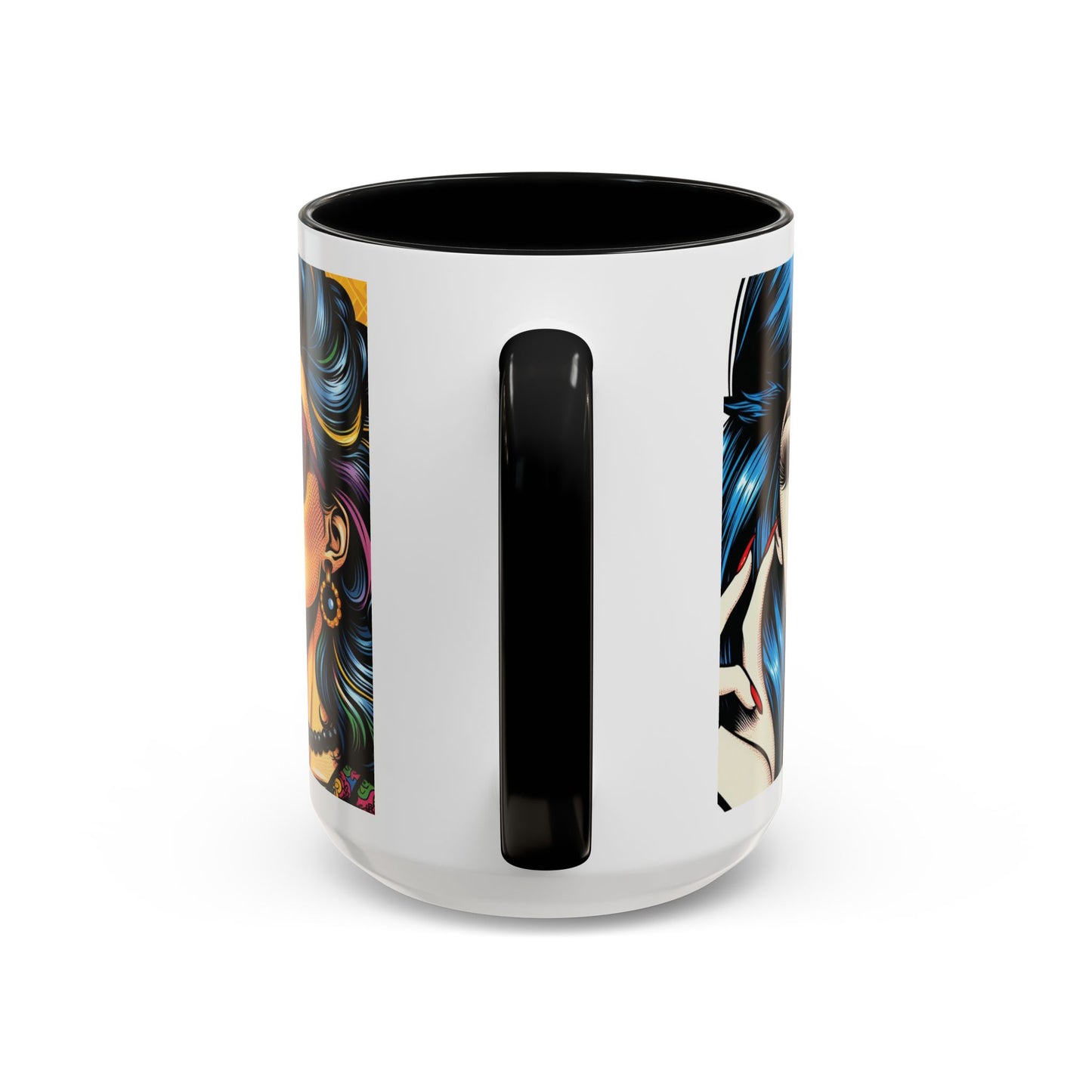 Vintage Glamour Accent Coffee Mug - Stylish 15oz Coffee Cup with Retro Pop Art Design