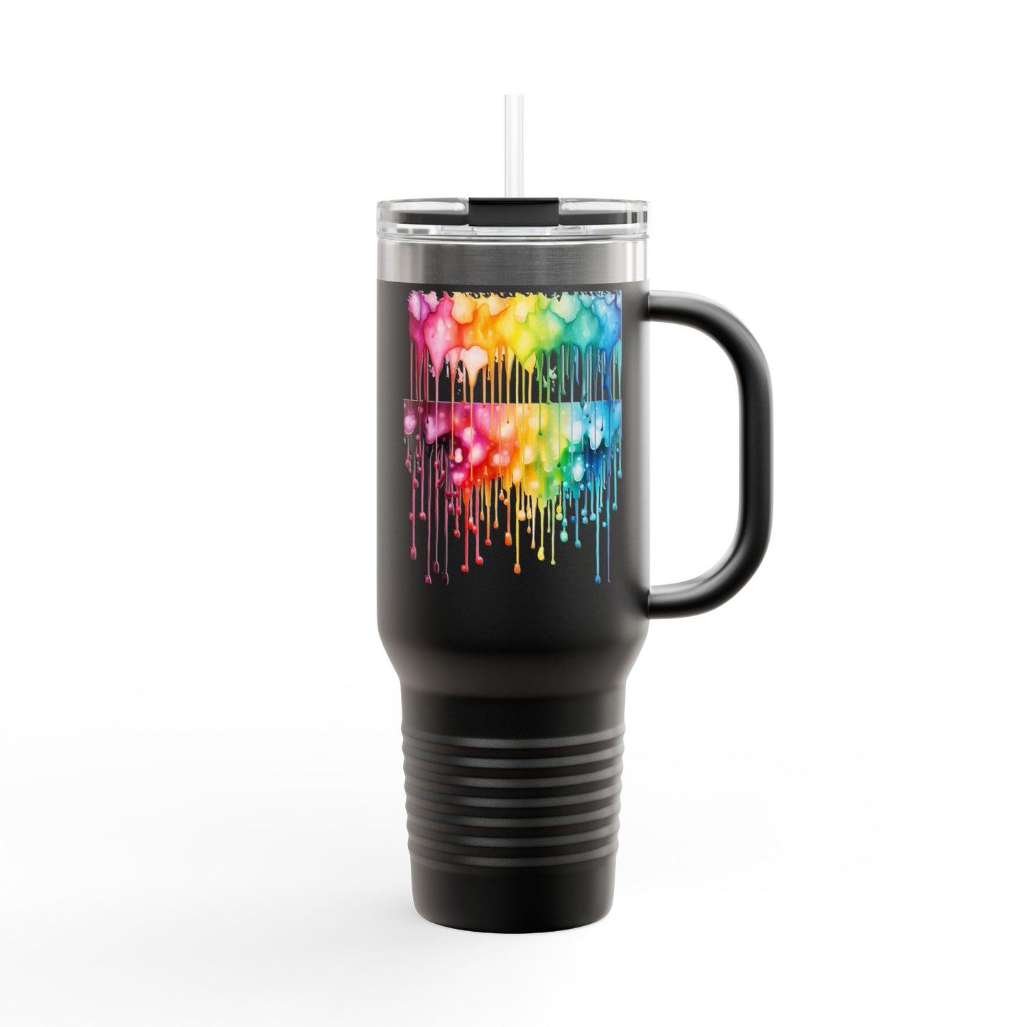 Colorful Drip Art Insulated Travel Mug – 40oz – Perfect for Outdoor Adventures and Daily Hydration