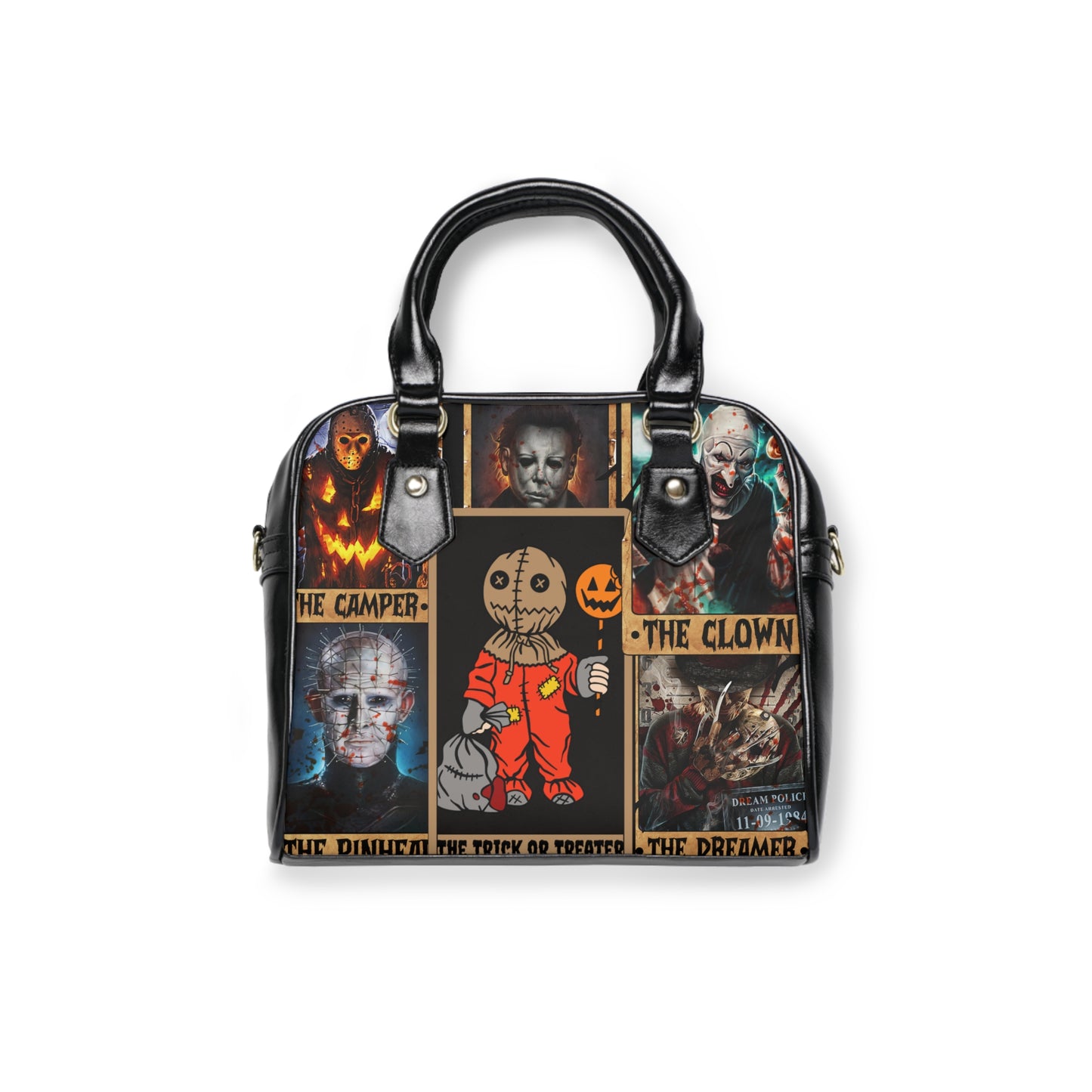 The Monsters Shoulder Handbag, Spooky Bag, Unique Halloween Accessory, Horror Movie Tote, Gift for Horror Lovers