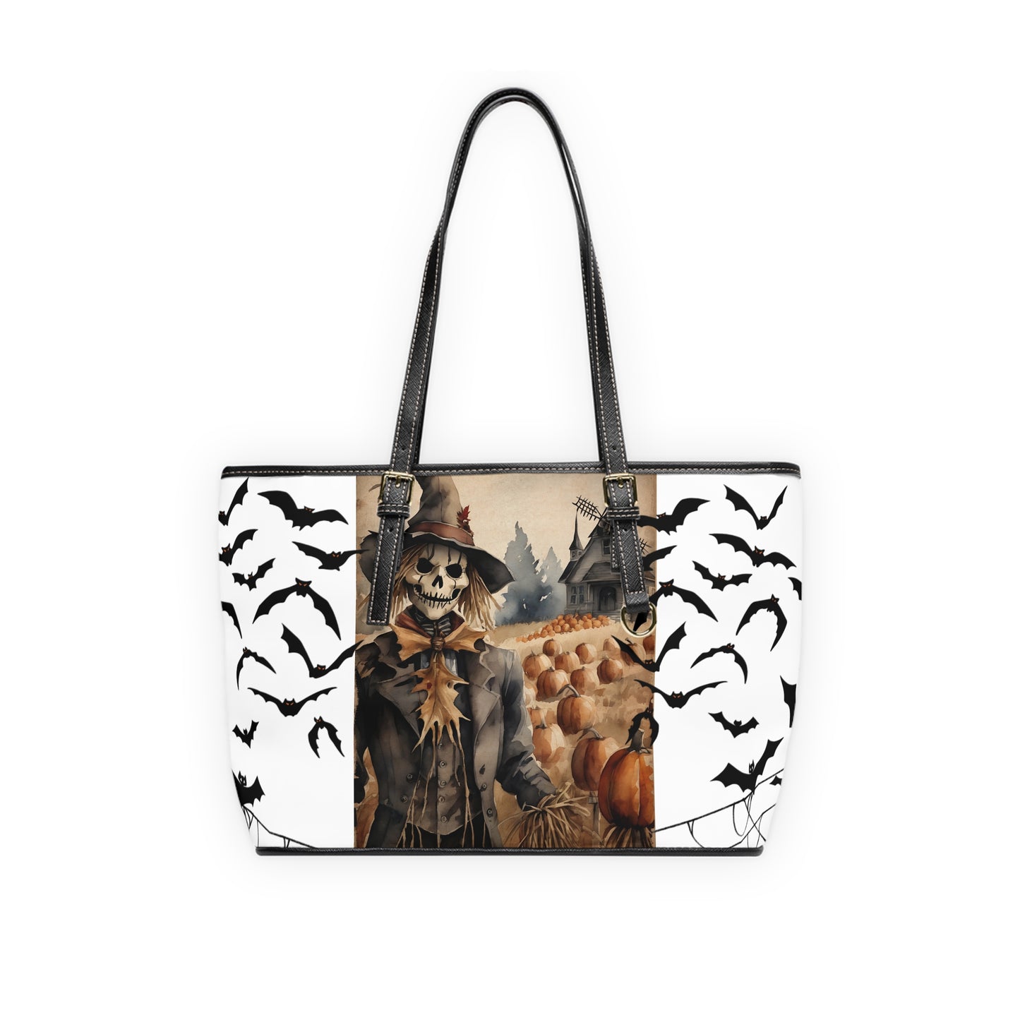 Halloween Scarecrow PU Leather Shoulder Bag - Spooky Autumn Vibes