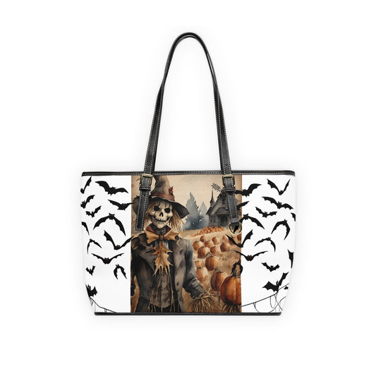 Halloween Scarecrow PU Leather Shoulder Bag - Spooky Autumn Vibes