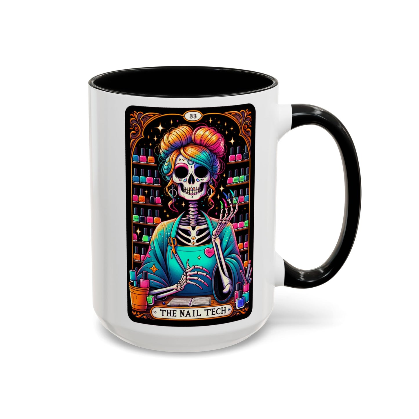 Colorful Skeleton Nail Tech Coffee Mug - Perfect Gift for Nail Artists